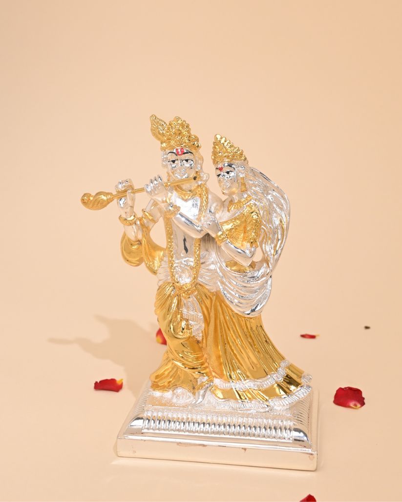 Gold Plated Radha Krishna Idol – Perfect for Home Pooja & Gifting