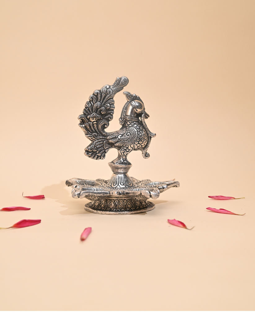 Peacock Diya – Elegant Traditional Oil Lamp for Pooja & Home Decor