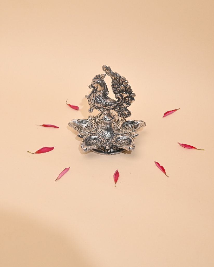 Peacock Diya – Elegant Traditional Oil Lamp for Pooja & Home Decor