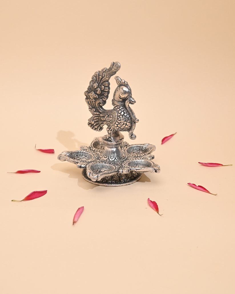 Peacock Diya – Elegant Traditional Oil Lamp for Pooja & Home Decor