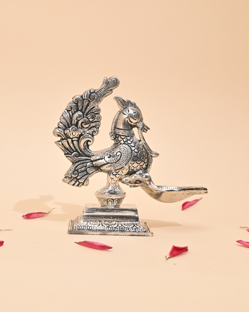 Peacock Diya – Elegant Traditional Oil Lamp for Pooja & Home Decor