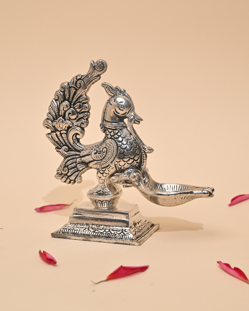 Peacock Diya – Elegant Traditional Oil Lamp for Pooja & Home Decor