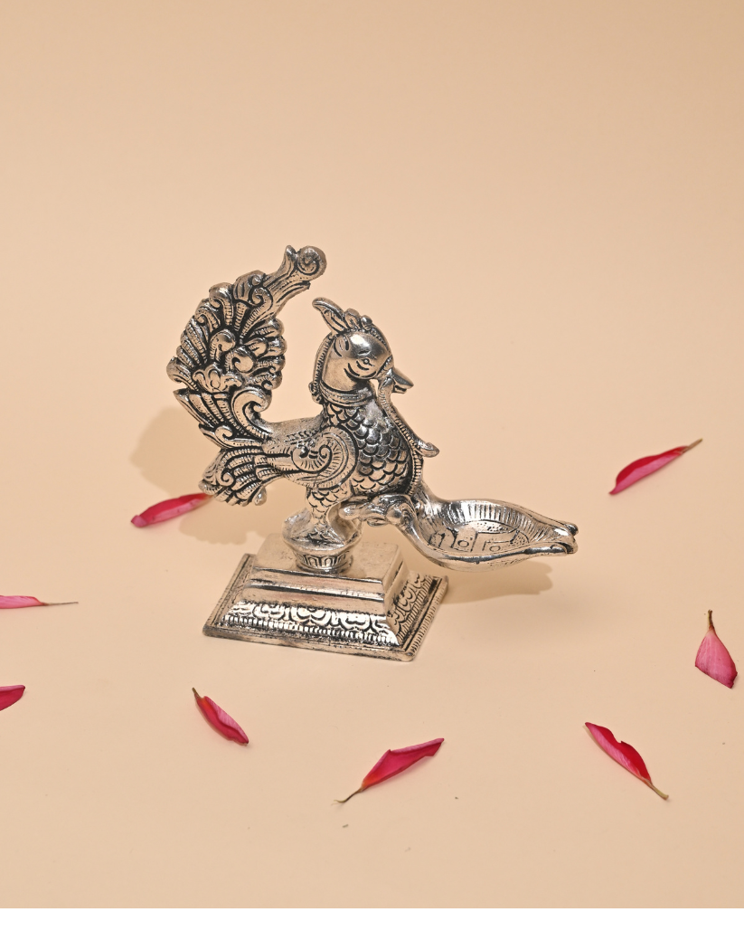 Peacock Diya – Elegant Traditional Oil Lamp for Pooja & Home Decor