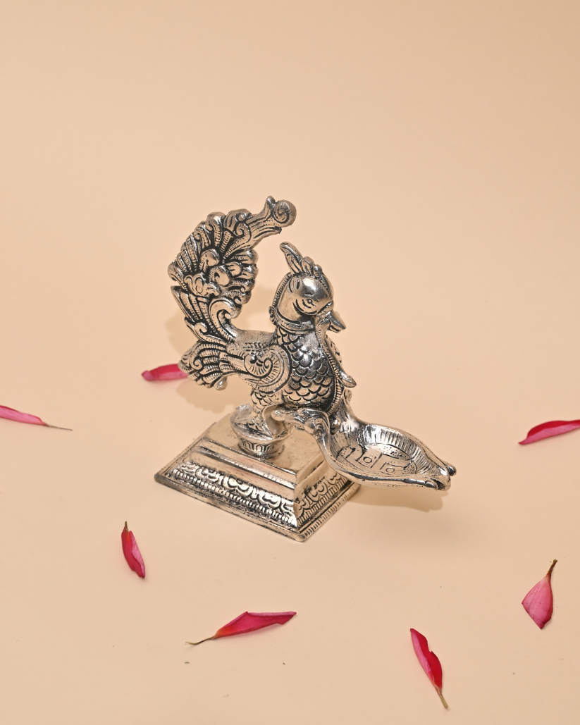 Peacock Diya – Elegant Traditional Oil Lamp for Pooja & Home Decor
