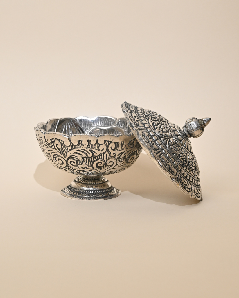 Traditional German Silver Nagas Padham Kumkuma Bharani