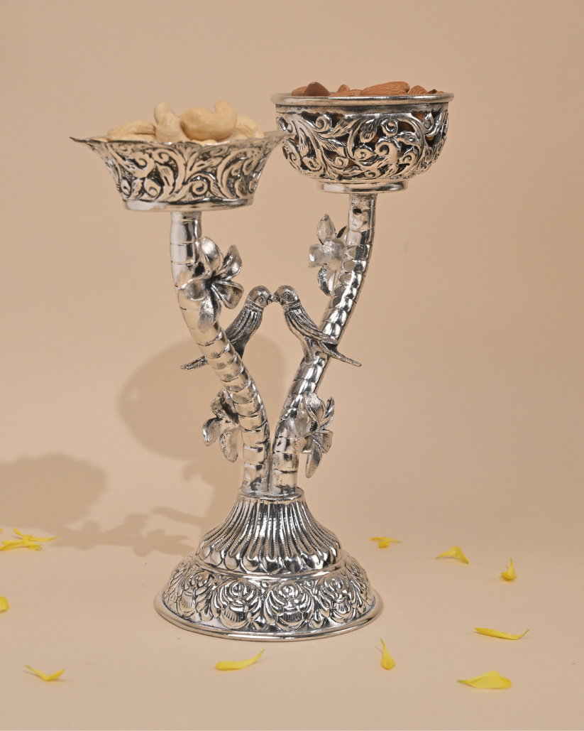 Handcrafted German Silver Candle Stand – Elegant Home & Festive Décor