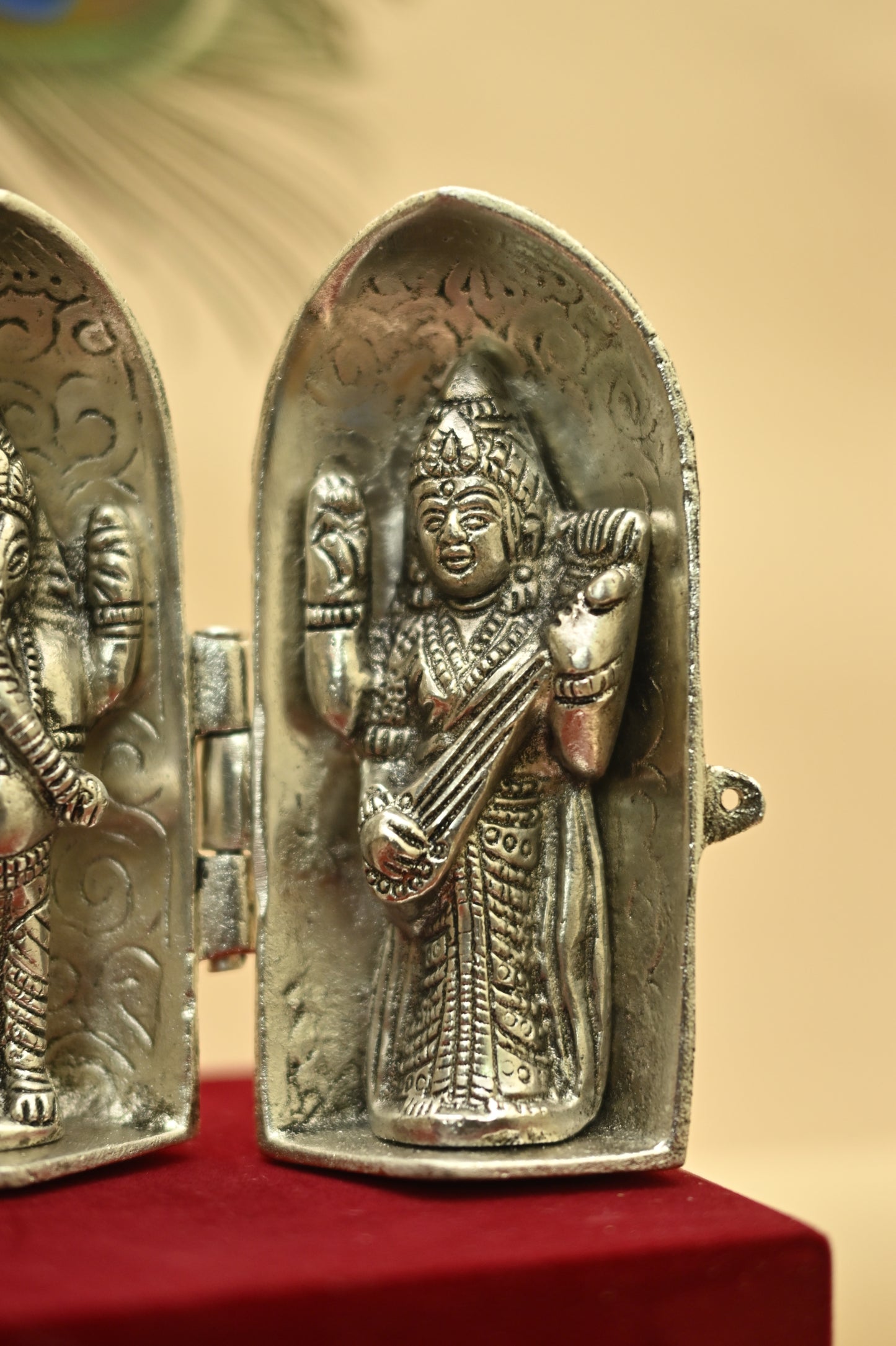 Divine Silver Plated Ganesh, Lakshmi & Saraswati Idol