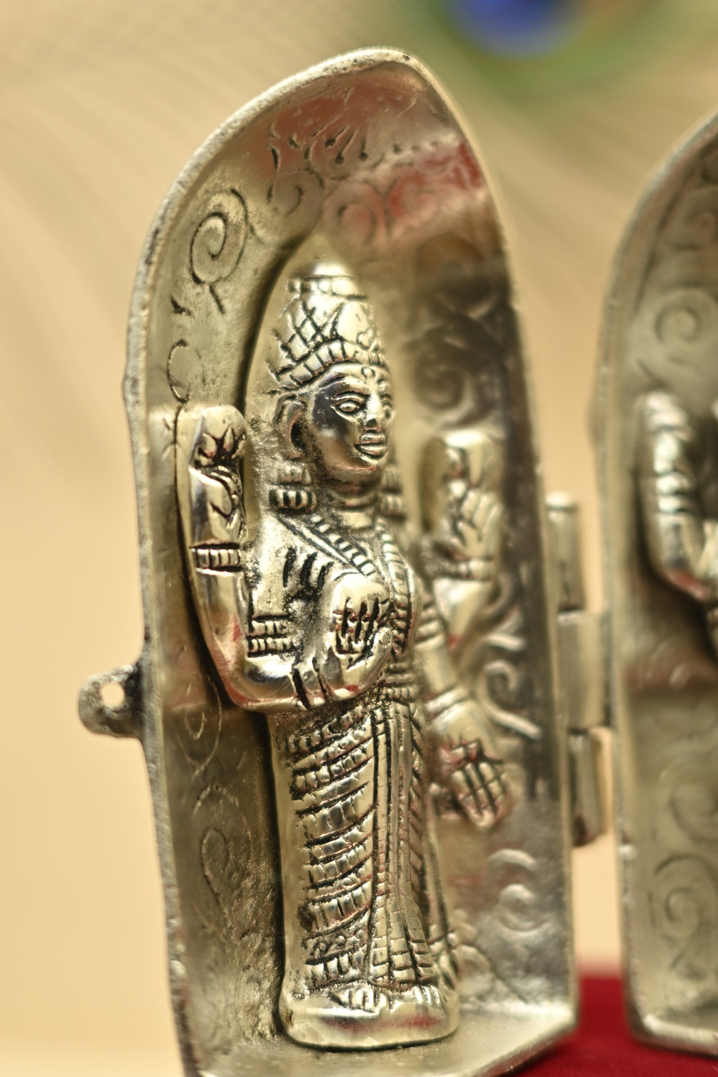 Divine Silver Plated Ganesh, Lakshmi & Saraswati Idol