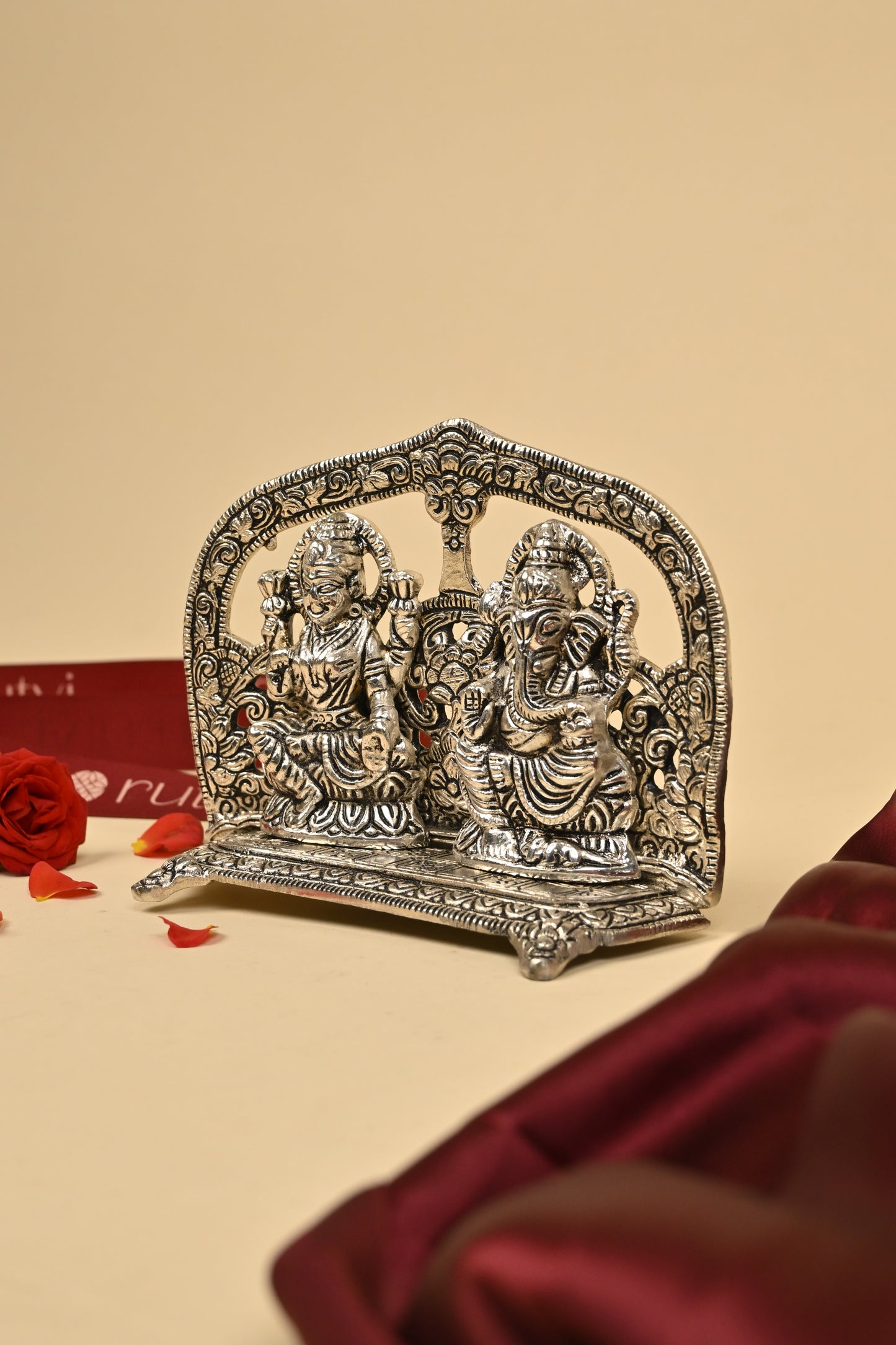 Ganesh Laxmi Brass Idol – Auspicious Handcrafted Decorative Pair