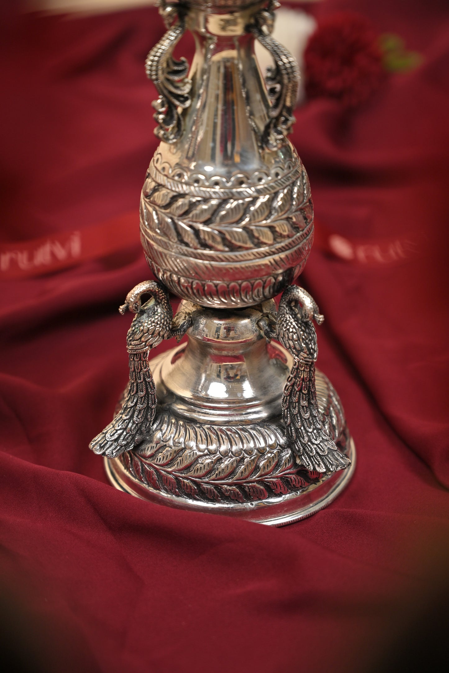 German Silver Peacock Lamp – Handcrafted Traditional Deepam for Pooja & Home Décor