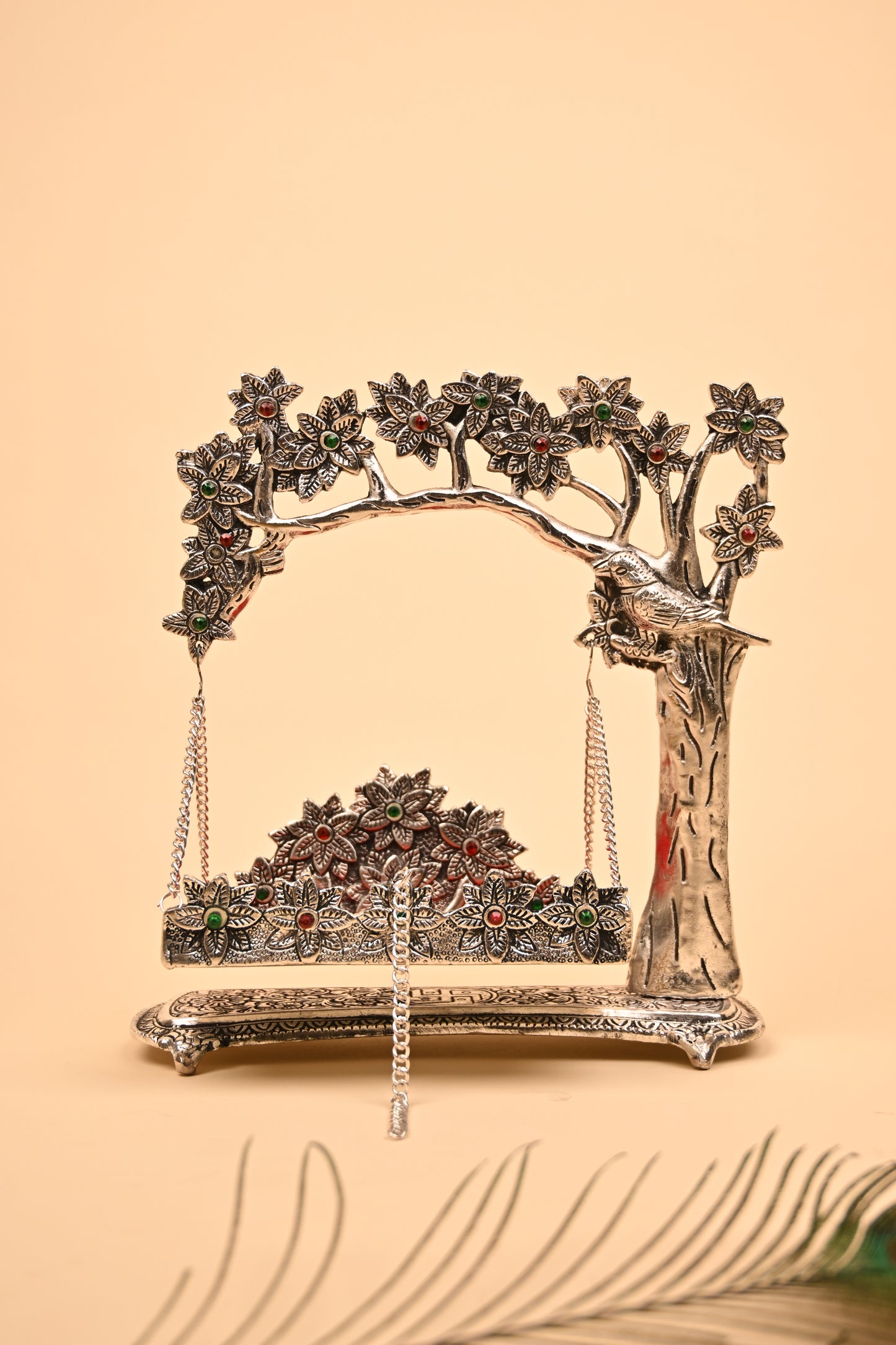 German Silver Bird Jula – Traditional Decorative Swing Showpiece