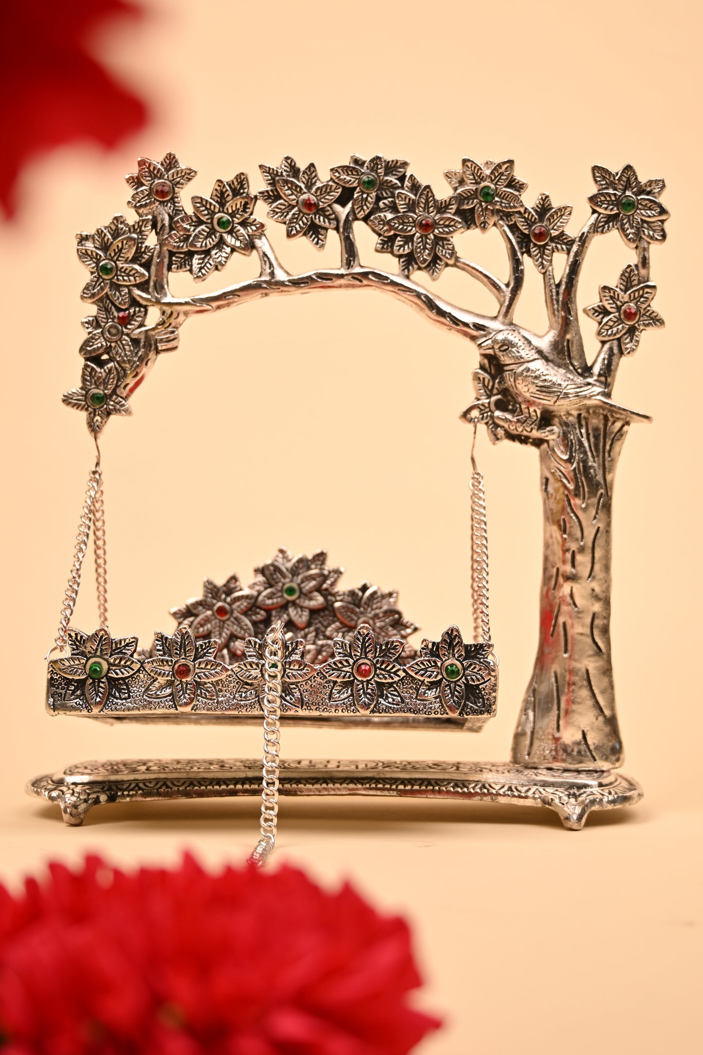 German Silver Bird Jula – Traditional Decorative Swing Showpiece