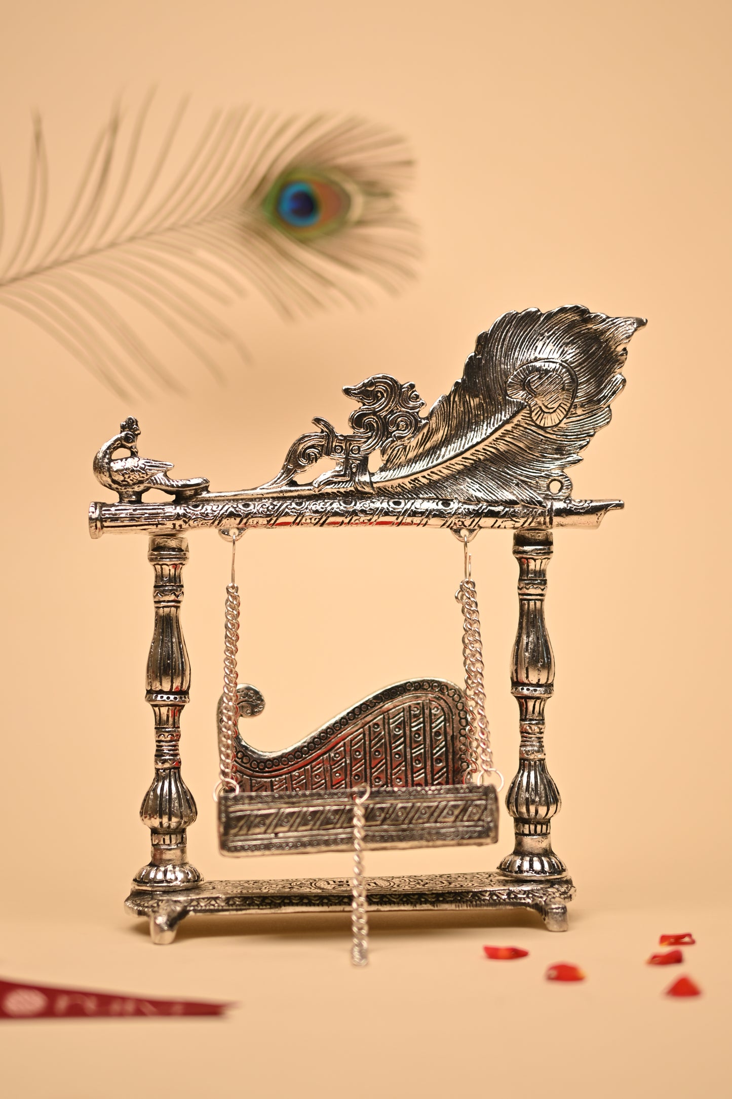 German Silver Peacock Feather Jula – Handcrafted Decorative Swing Showpiece