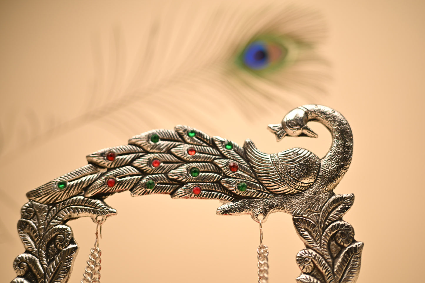 German Silver Peacock Jula – Traditional Handcrafted Swing Showpiece