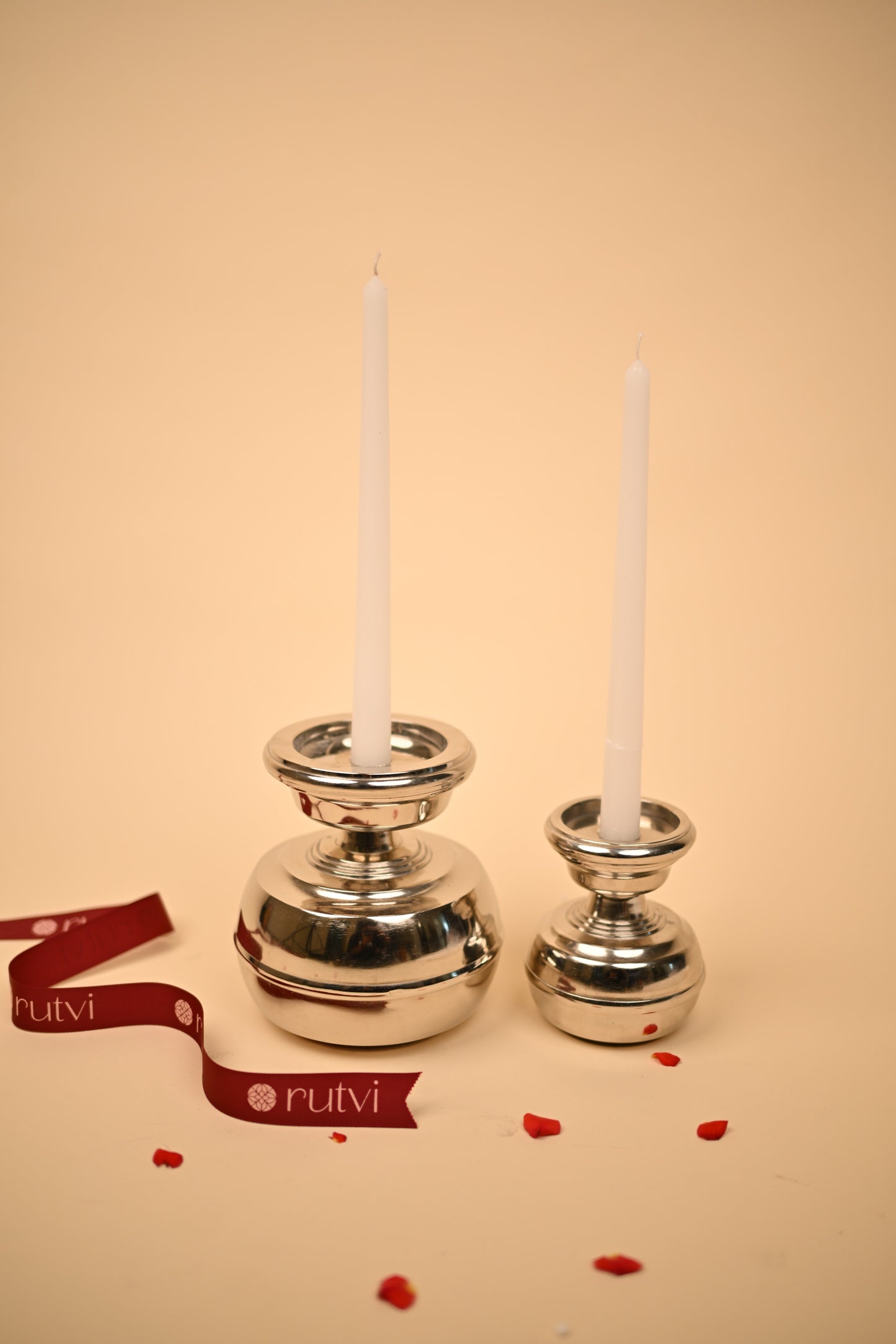 German Silver Flower Vase Candle Stand Set – Handcrafted Decorative Candle Holders (Big & Small)