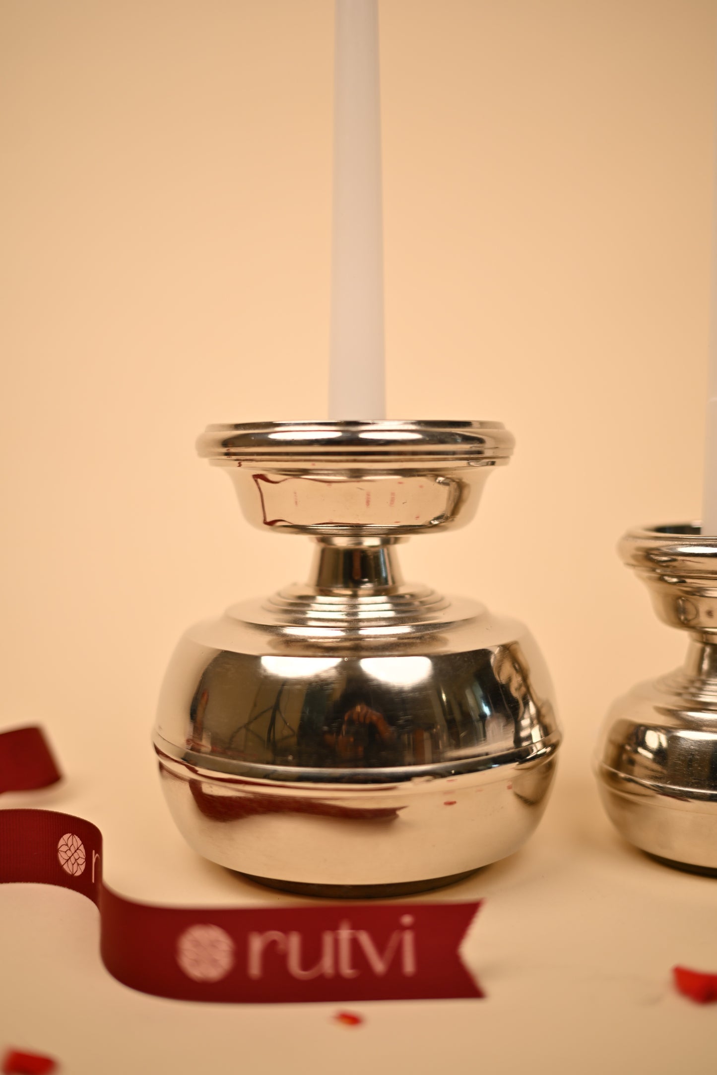 German Silver Flower Vase Candle Stand Set – Handcrafted Decorative Candle Holders (Big & Small)