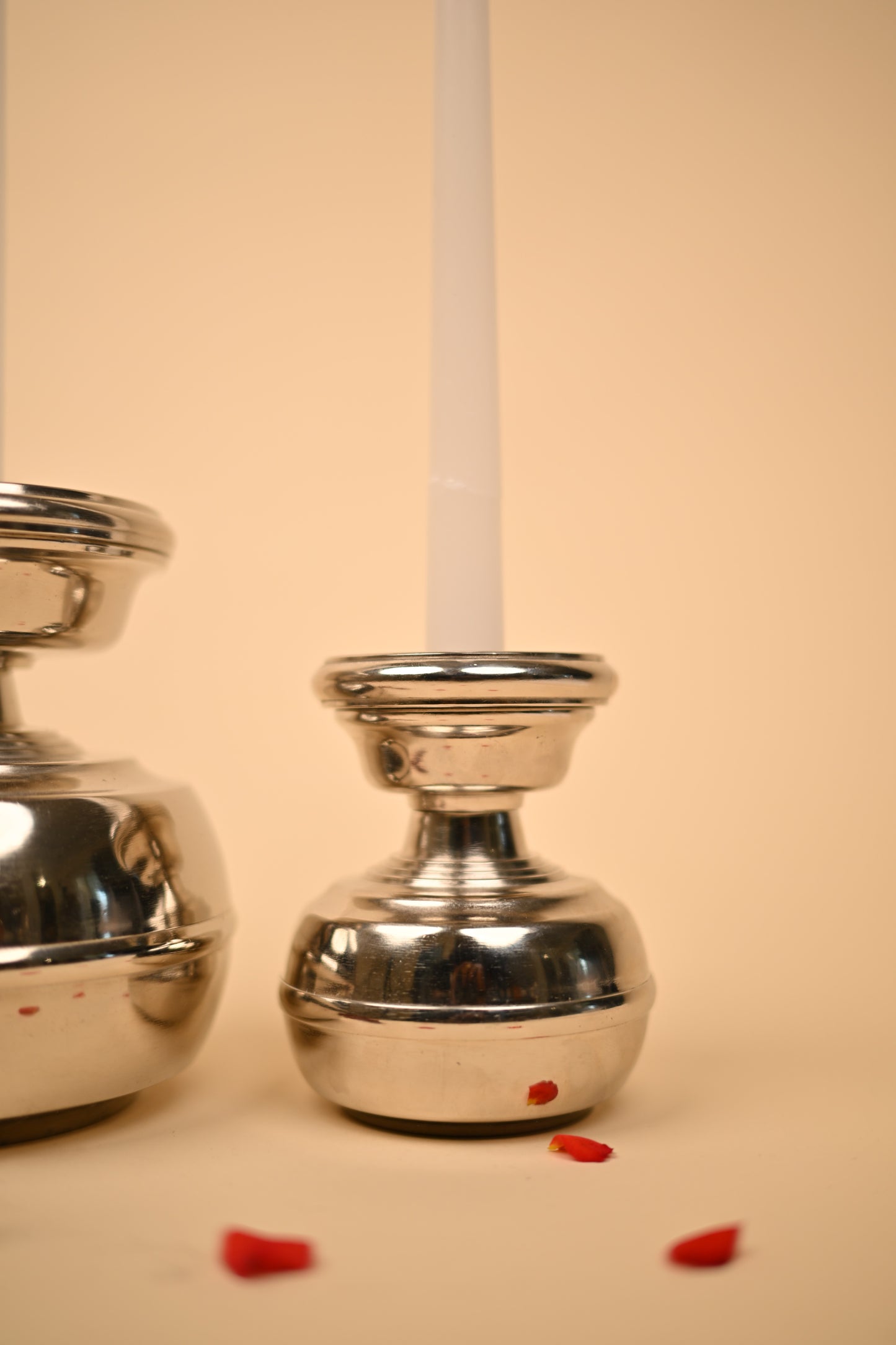 German Silver Flower Vase Candle Stand Set – Handcrafted Decorative Candle Holders (Big & Small)