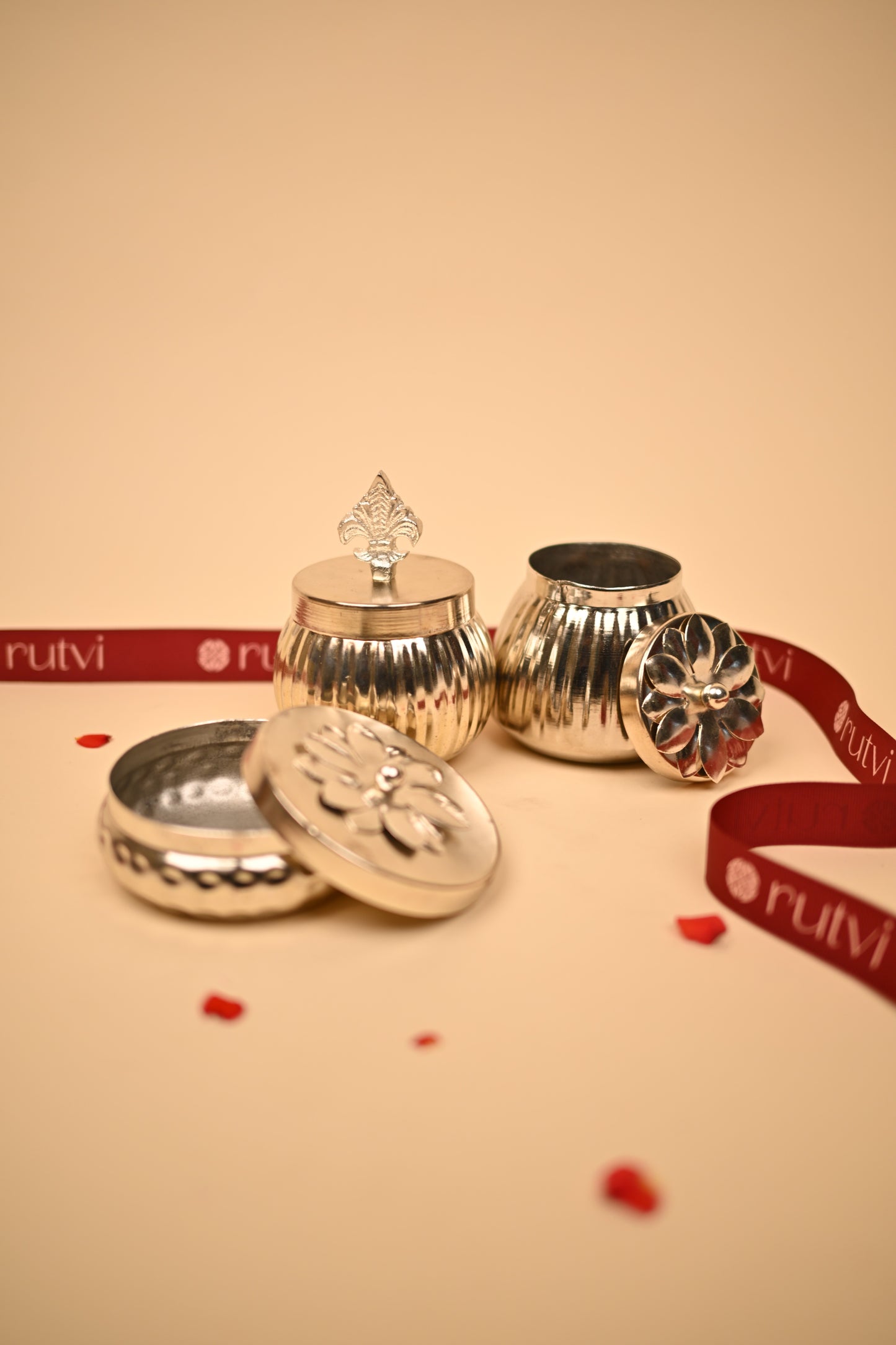 German Silver Storage Containers Set – Handcrafted Decorative & Functional Storage