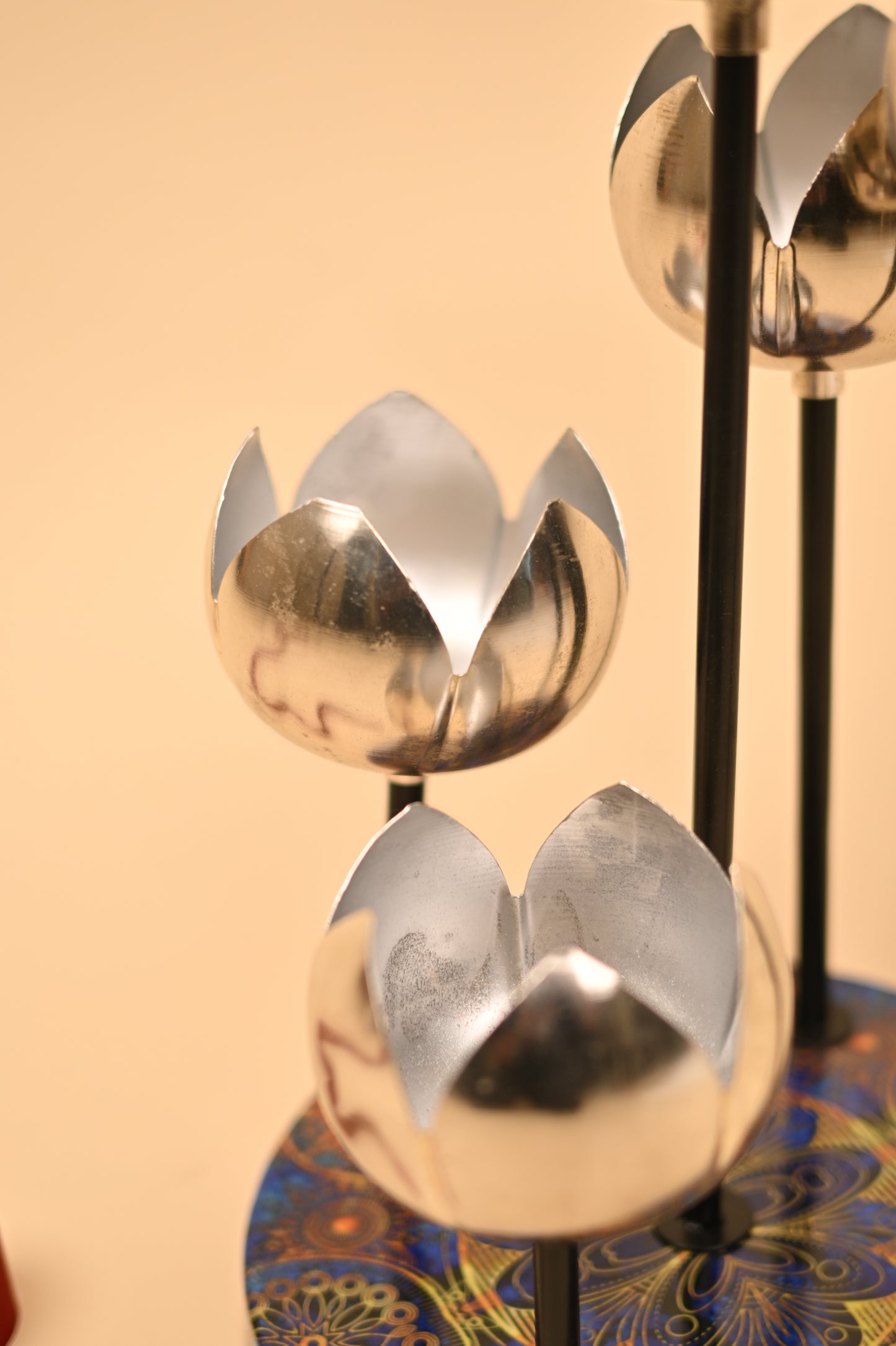 German Silver Lotus Tea Light Candle Holder – Handcrafted Decorative Candle Stand