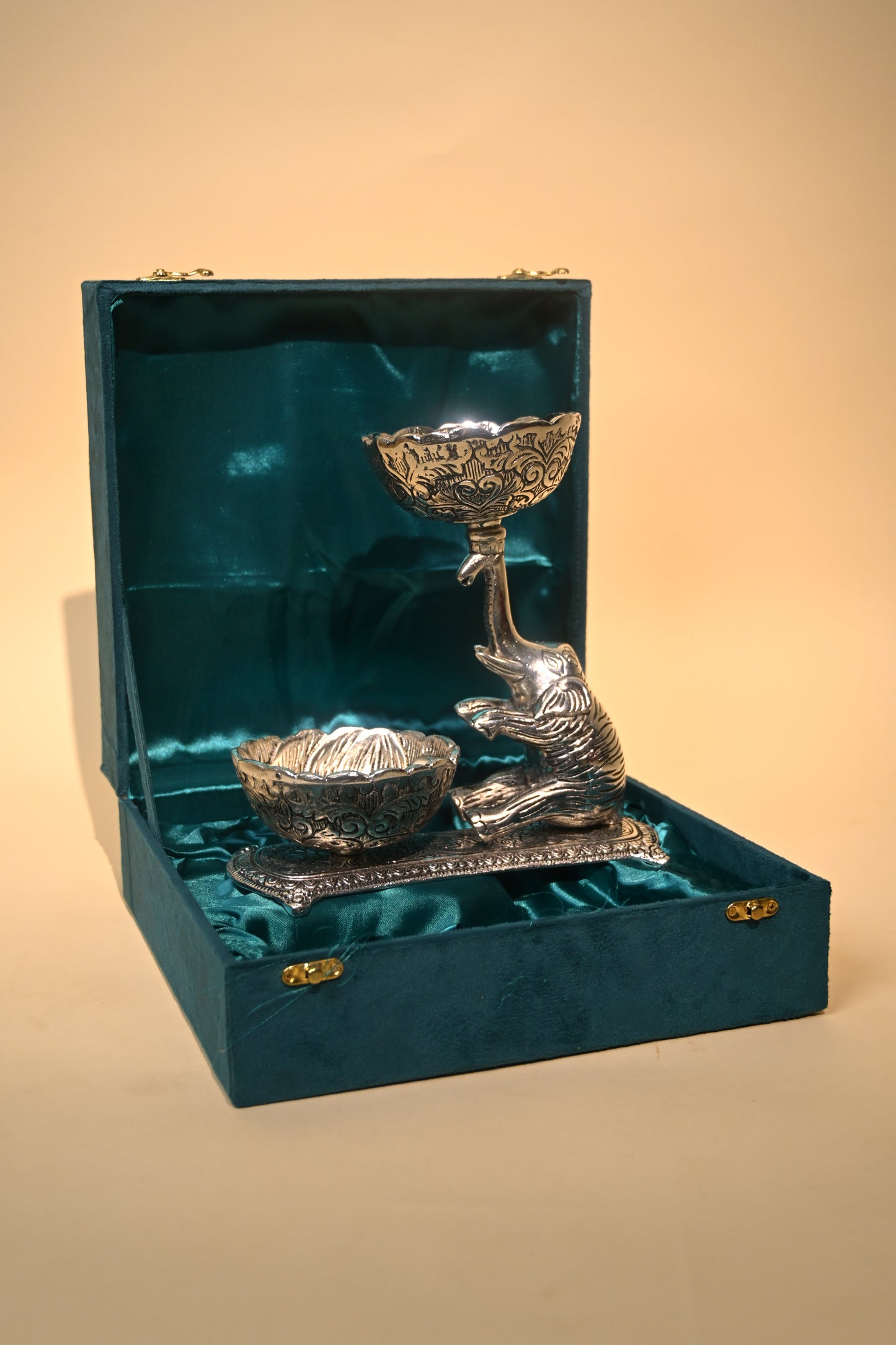 Handcrafted German Silver Cup Over Elephant Trunk – A Unique Decorative Piece
