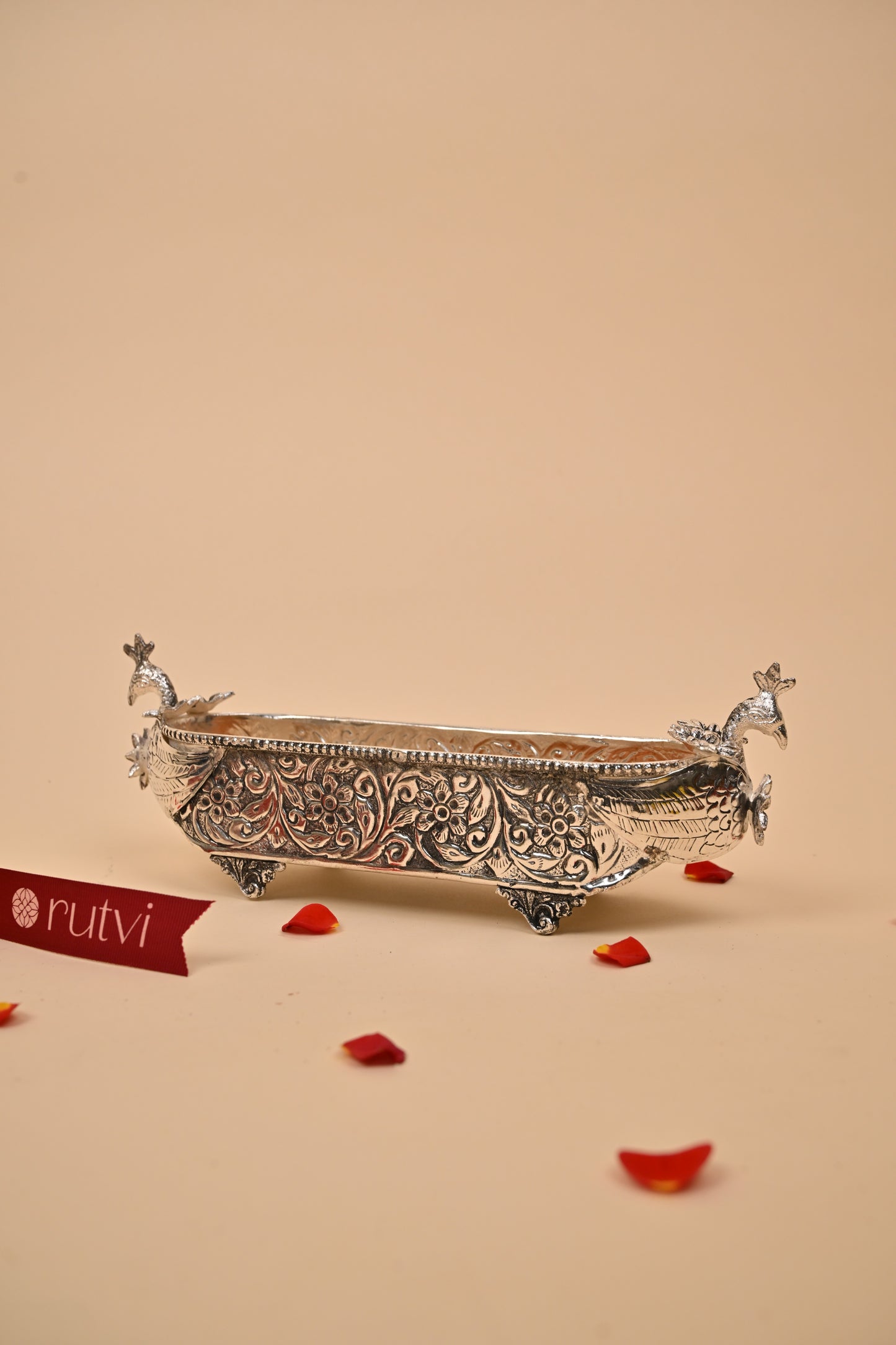 German Silver Peacock Boat Showpiece – Elegant Festive & Gifting Decor