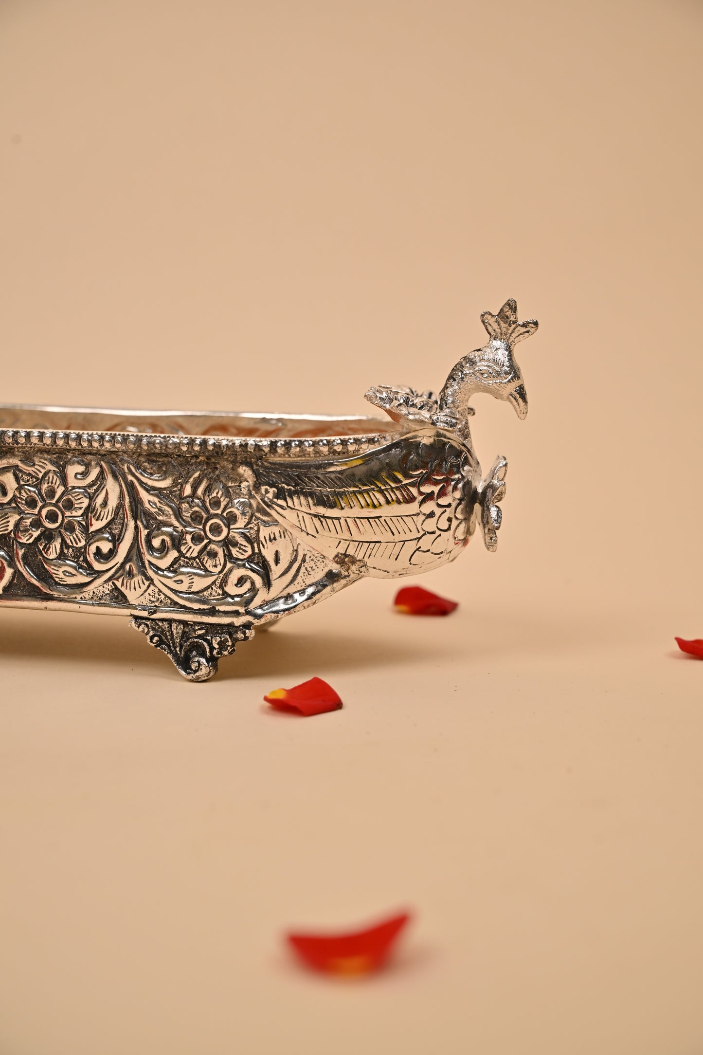 German Silver Peacock Boat Showpiece – Elegant Festive & Gifting Decor