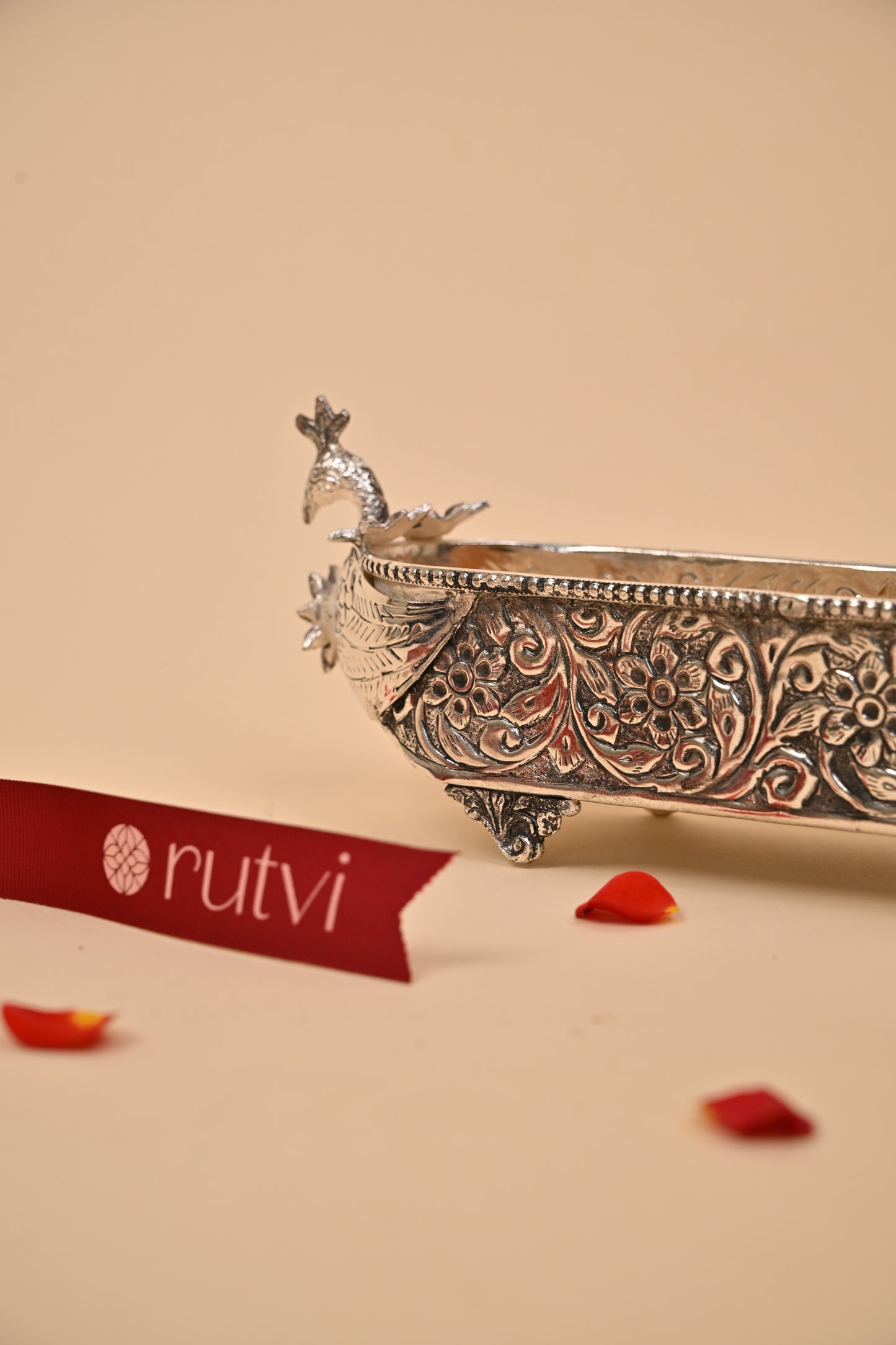 German Silver Peacock Boat Showpiece – Elegant Festive & Gifting Decor