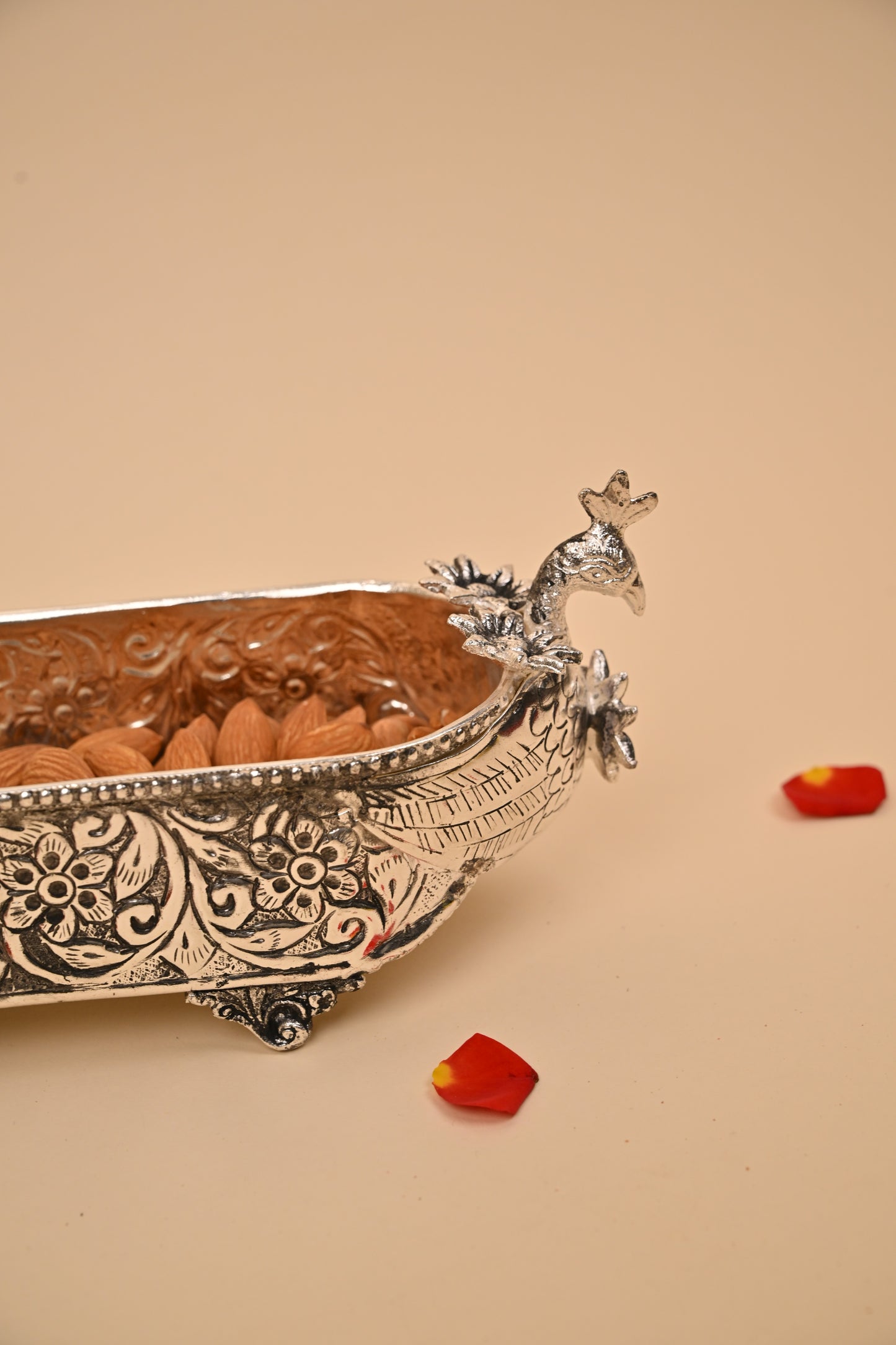 German Silver Peacock Boat Showpiece – Elegant Festive & Gifting Decor