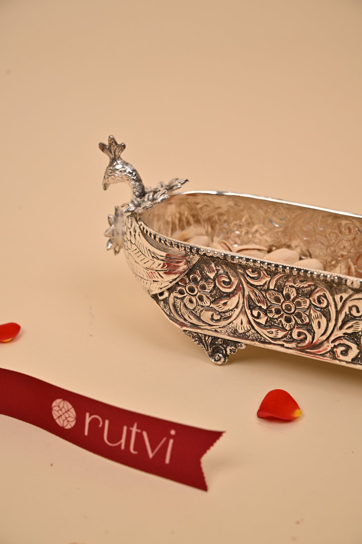 German Silver Peacock Boat Showpiece – Elegant Festive & Gifting Decor