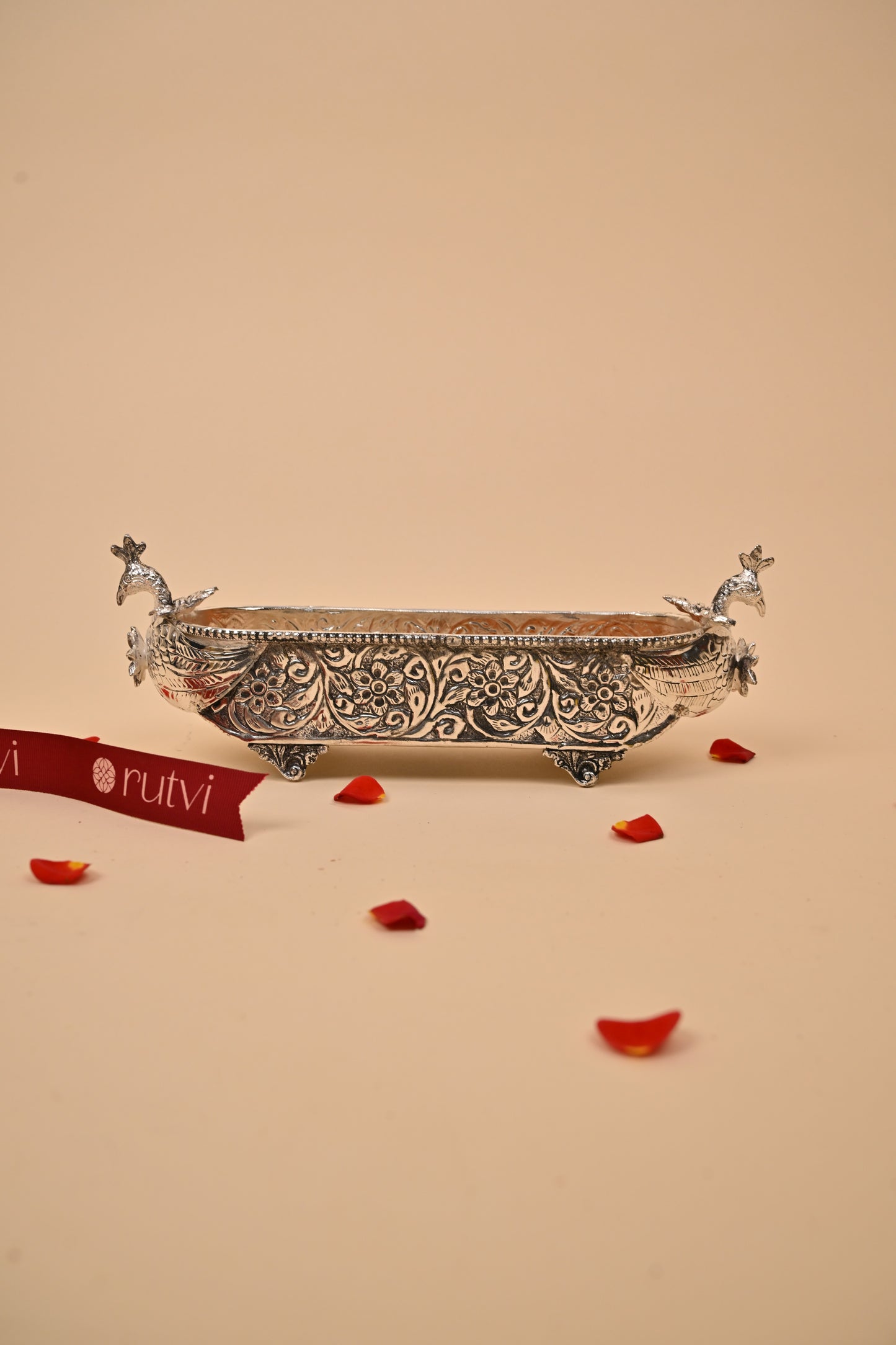 German Silver Peacock Boat Showpiece – Elegant Festive & Gifting Decor