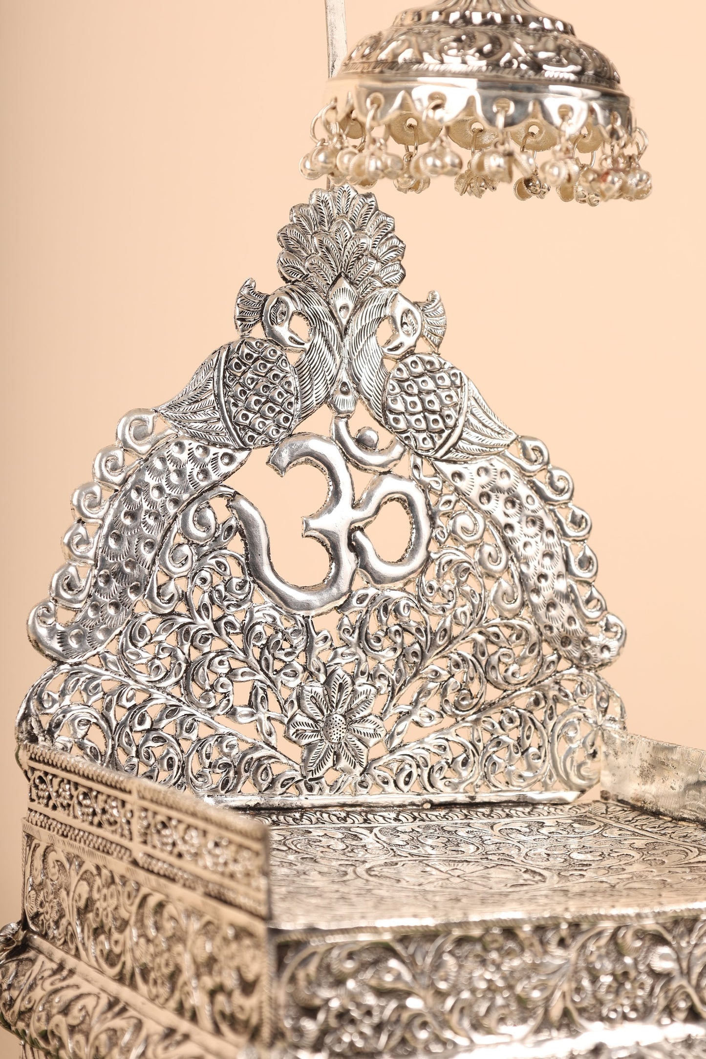 Large German Silver Singasan for Idols – Handcrafted Royal Throne for Home Temple & Pooja Room