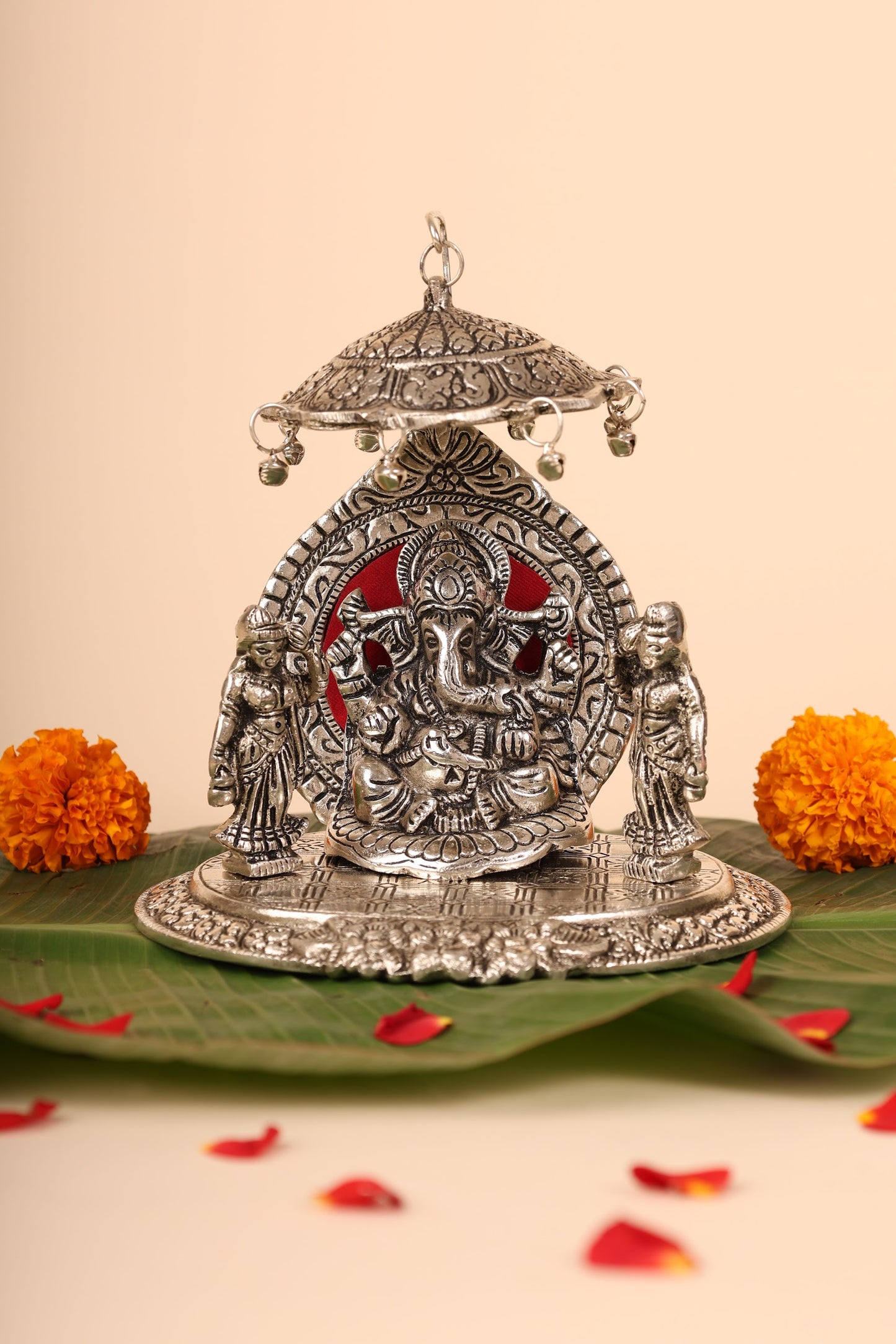 German Silver Ganesha Idol – Handcrafted Ganpati Murti for Pooja Room & Home Décor