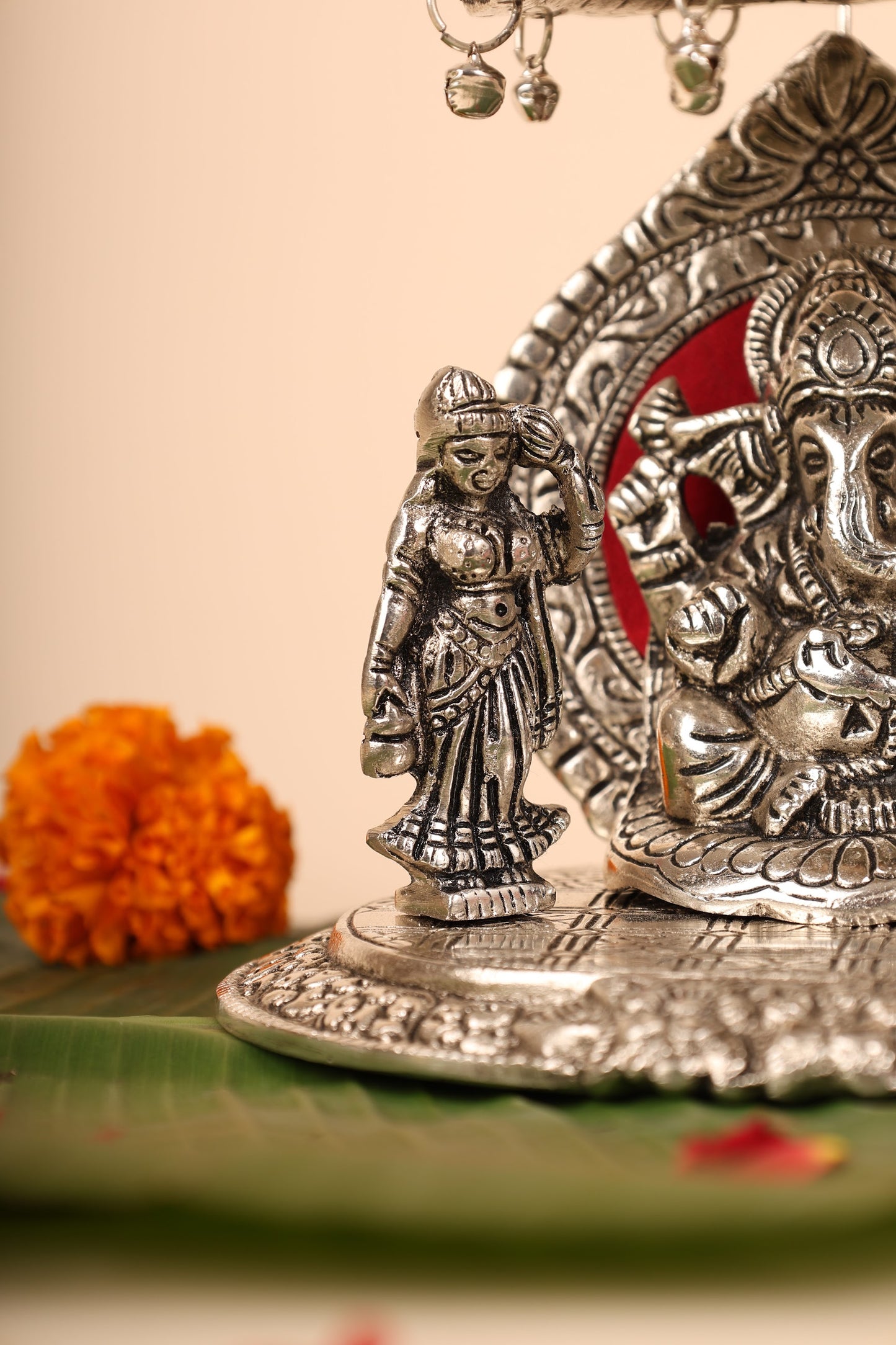 German Silver Ganesha Idol – Handcrafted Ganpati Murti for Pooja Room & Home Décor