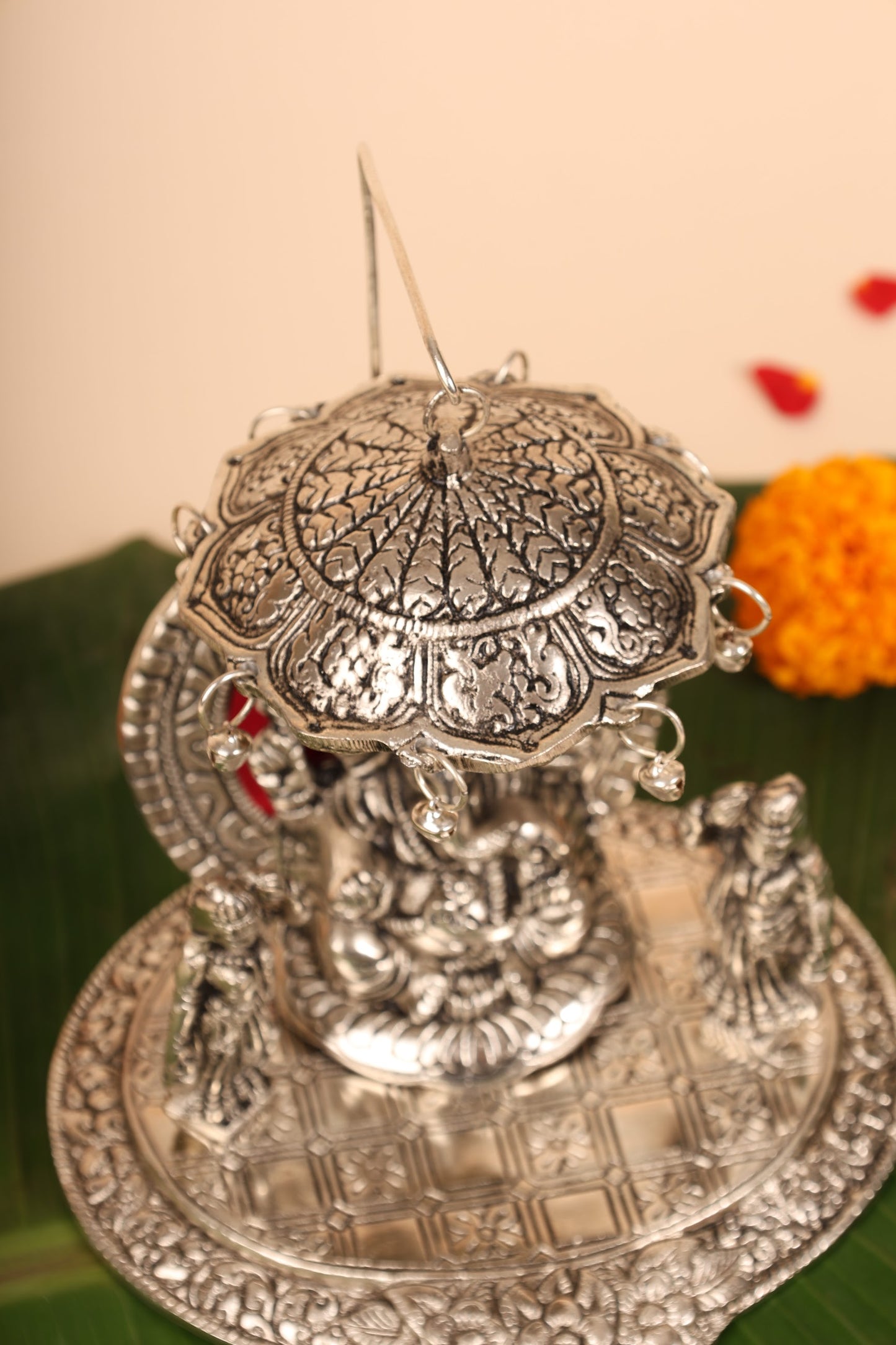German Silver Ganesha Idol – Handcrafted Ganpati Murti for Pooja Room & Home Décor