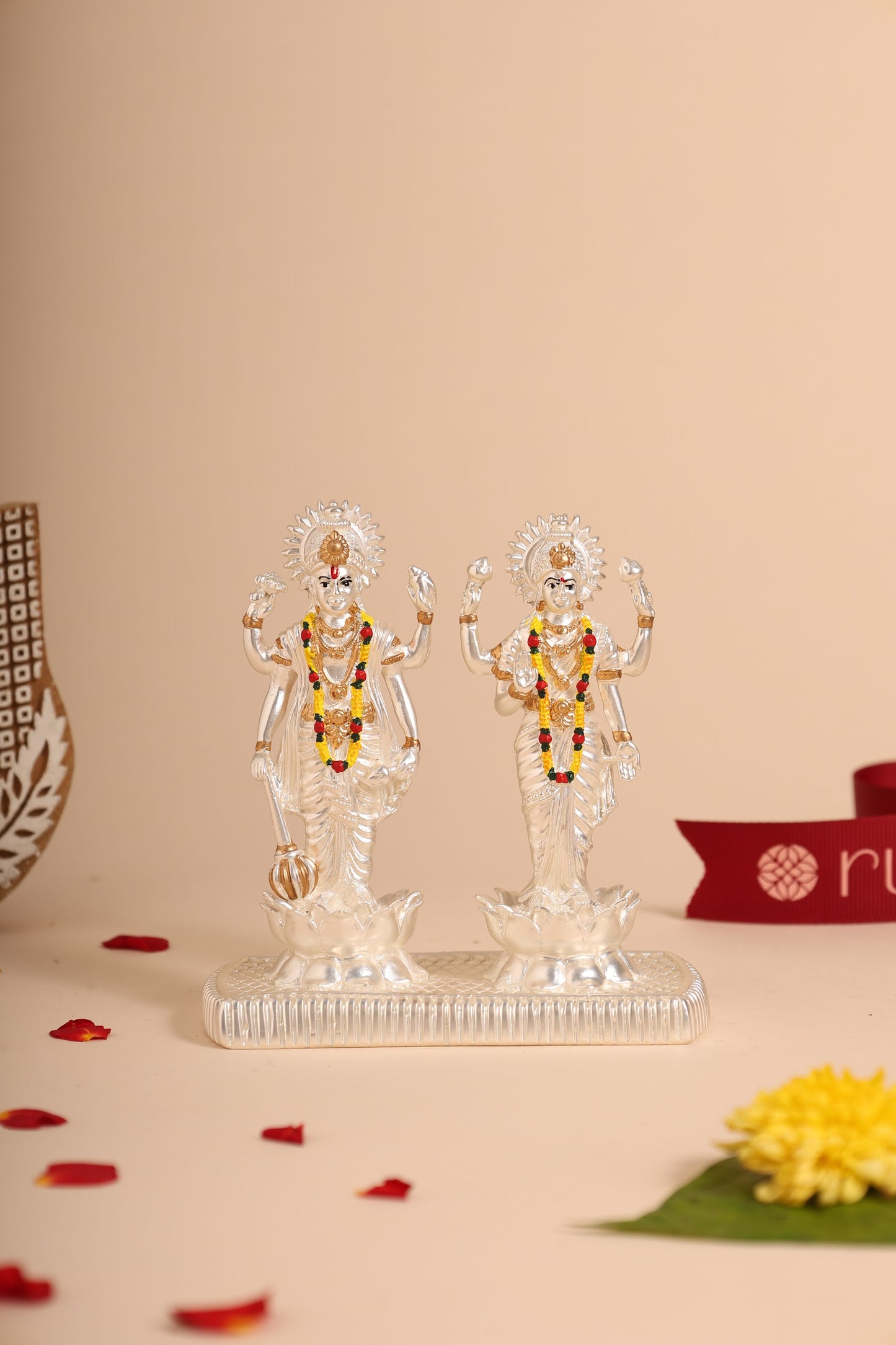 German Silver Vishnu Lakshmi Idol Set – Handcrafted Solid Jodi for Pooja, Home Temple & Auspicious Gifting