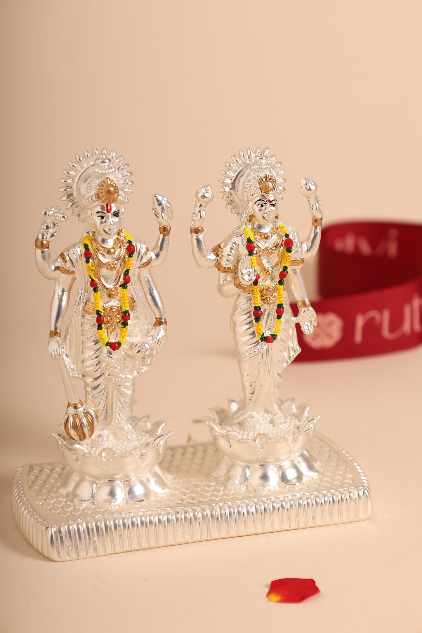 German Silver Vishnu Lakshmi Idol Set – Handcrafted Solid Jodi for Pooja, Home Temple & Auspicious Gifting