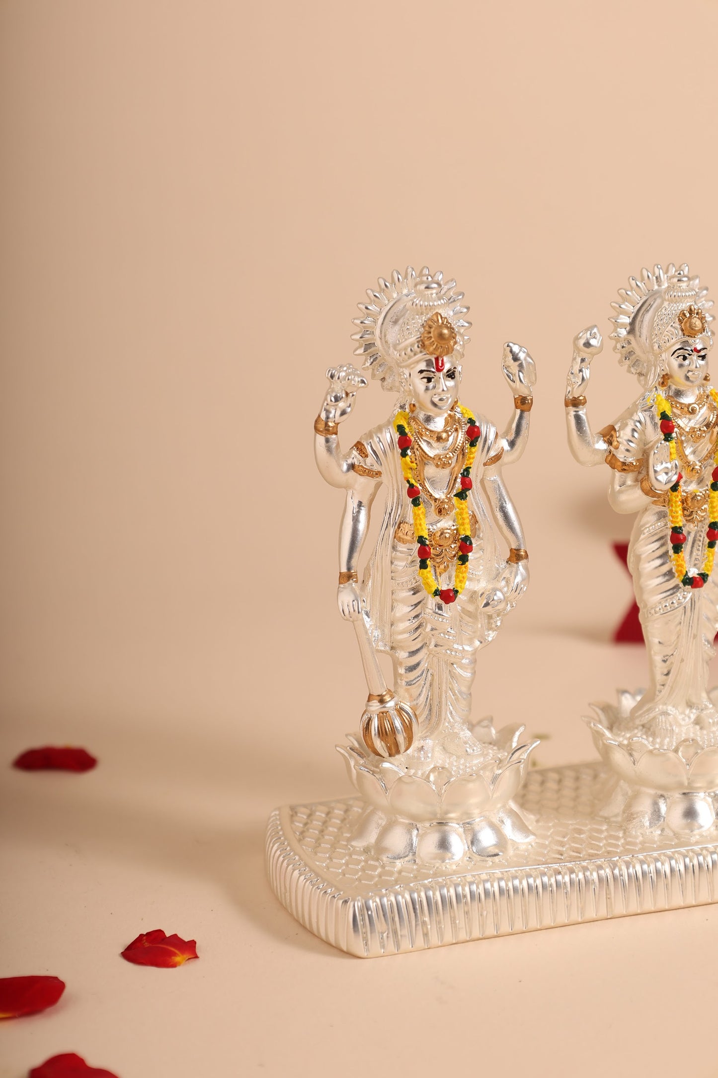 German Silver Vishnu Lakshmi Idol Set – Handcrafted Solid Jodi for Pooja, Home Temple & Auspicious Gifting