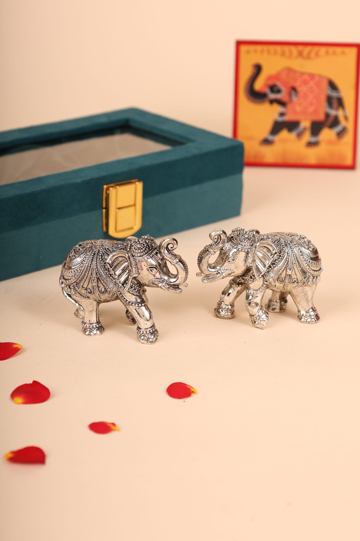 Pure Silver Dipped Elephant Idol – Auspicious Gift for Weddings & Festive Occasions