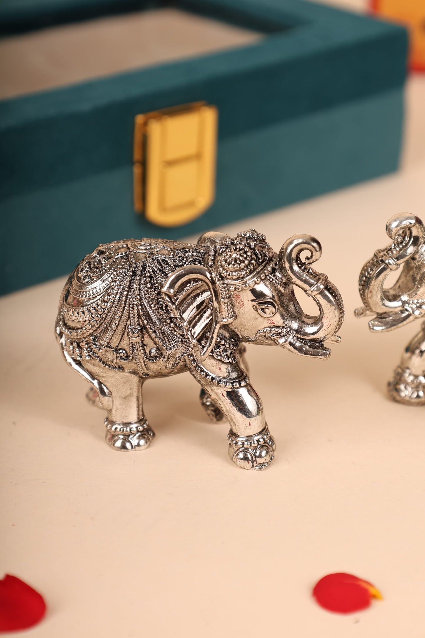 Pure Silver Dipped Elephant Idol – Auspicious Gift for Weddings & Festive Occasions