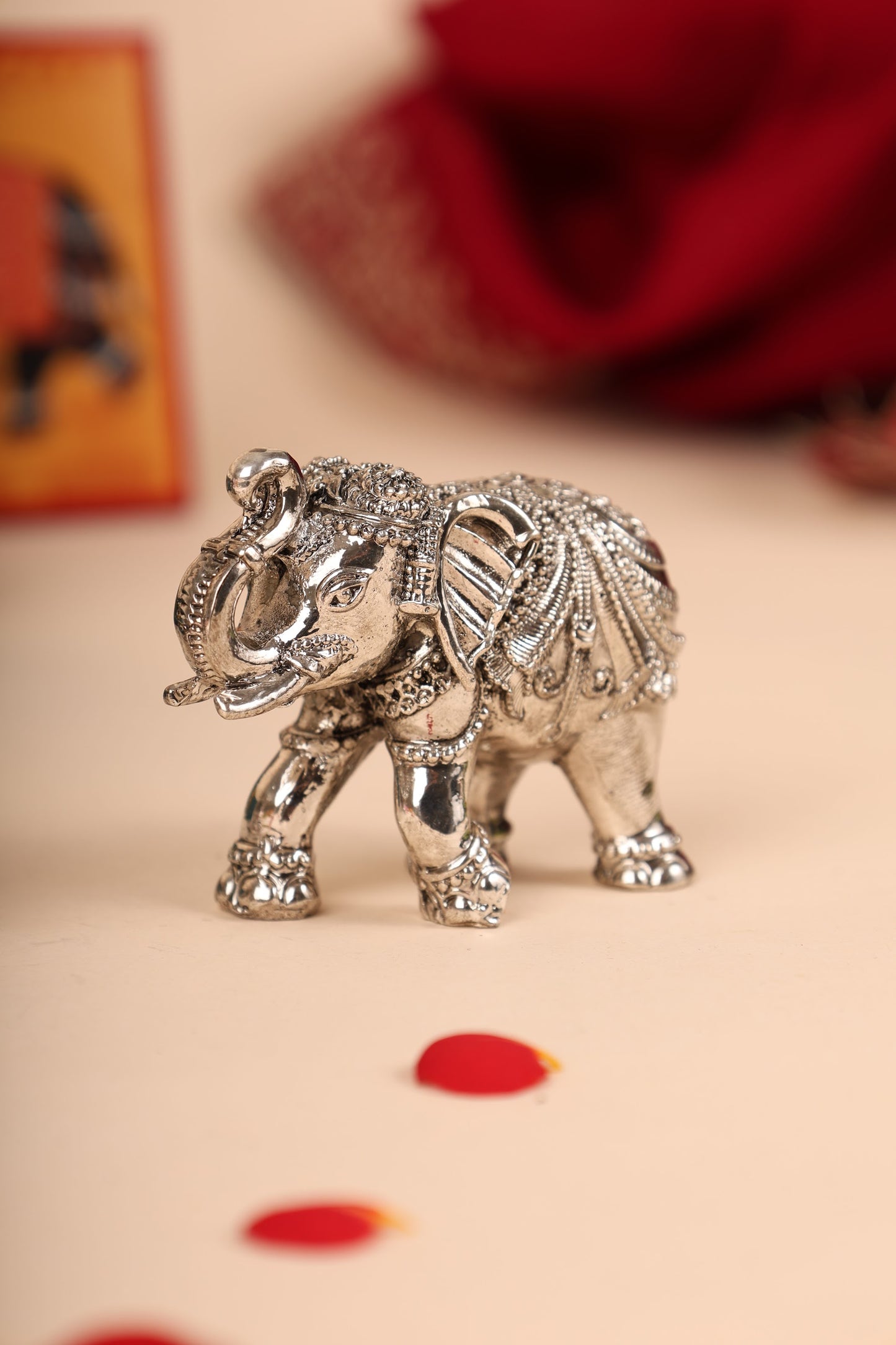 Pure Silver Dipped Elephant Idol – Auspicious Gift for Weddings & Festive Occasions