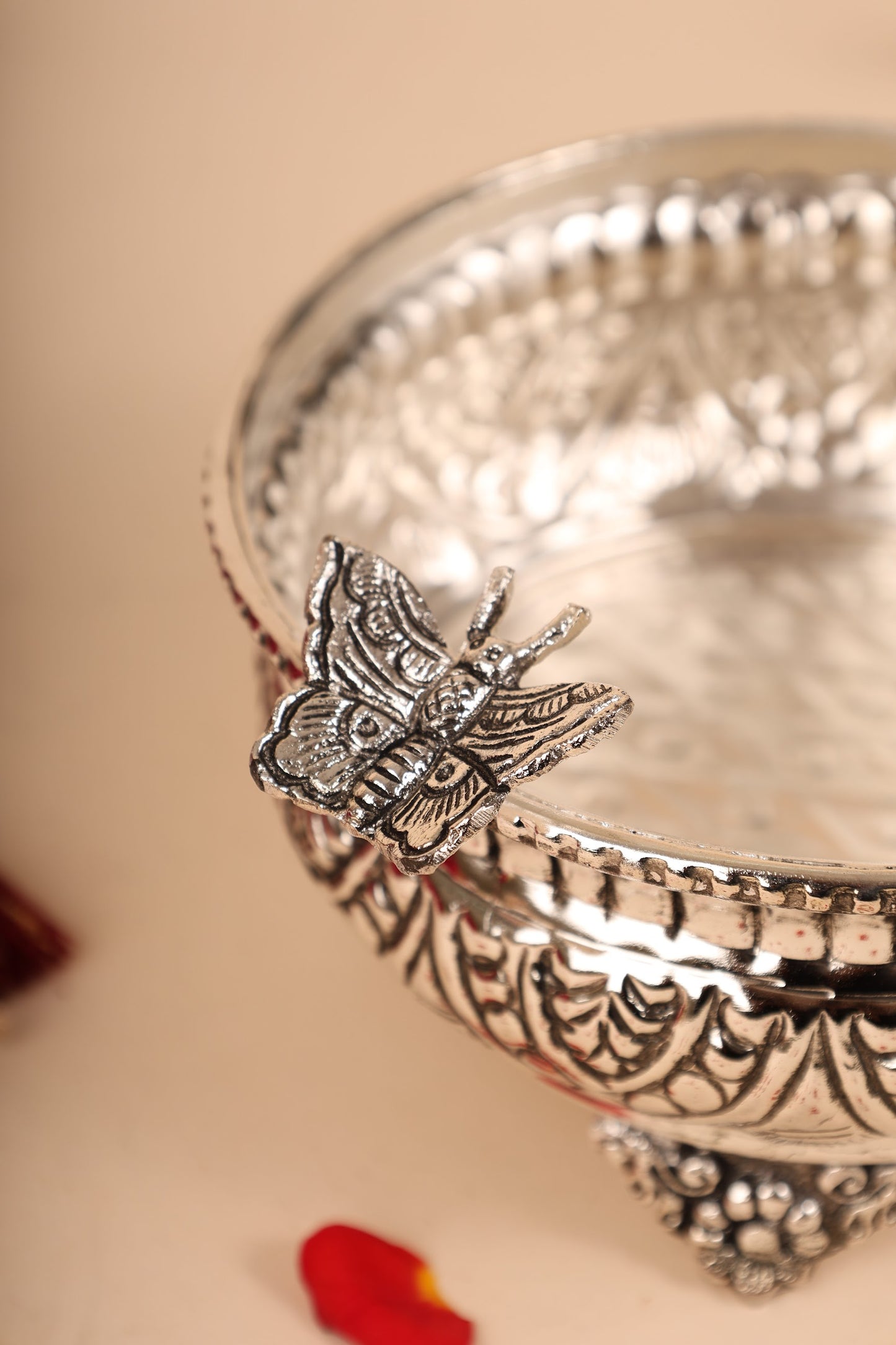 German Silver Butterfly Bowl – Elegant Handcrafted Bowl for Festive Gifting & Home Decor