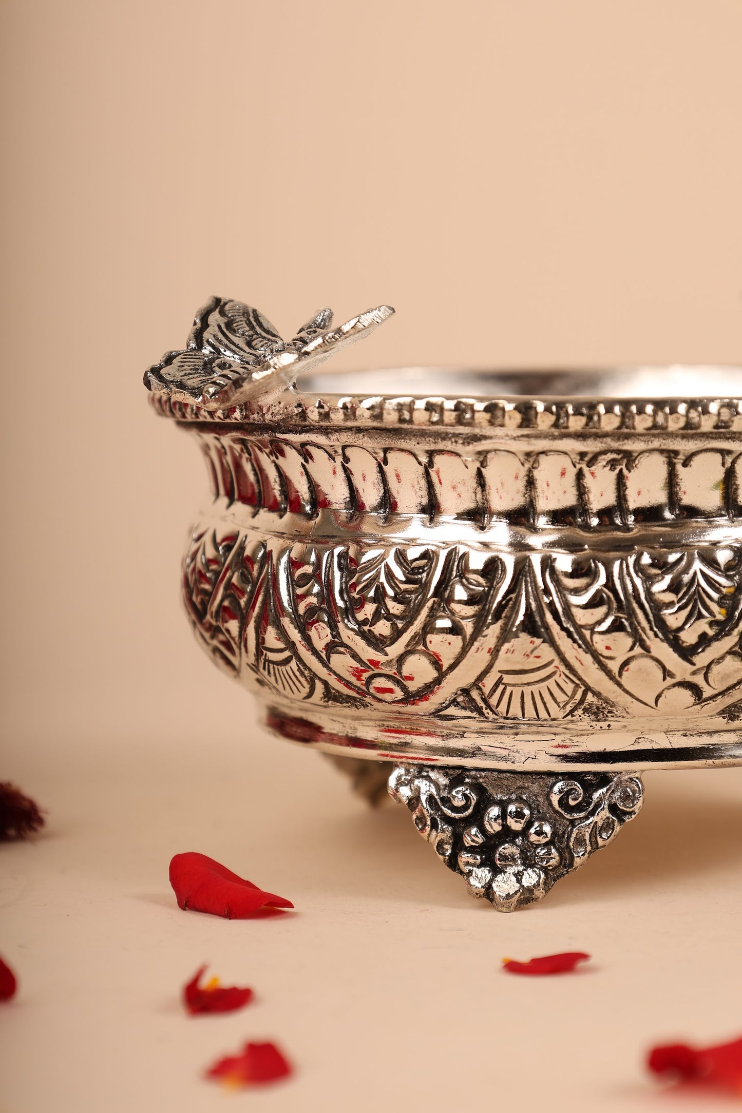 German Silver Butterfly Bowl – Elegant Handcrafted Bowl for Festive Gifting & Home Decor