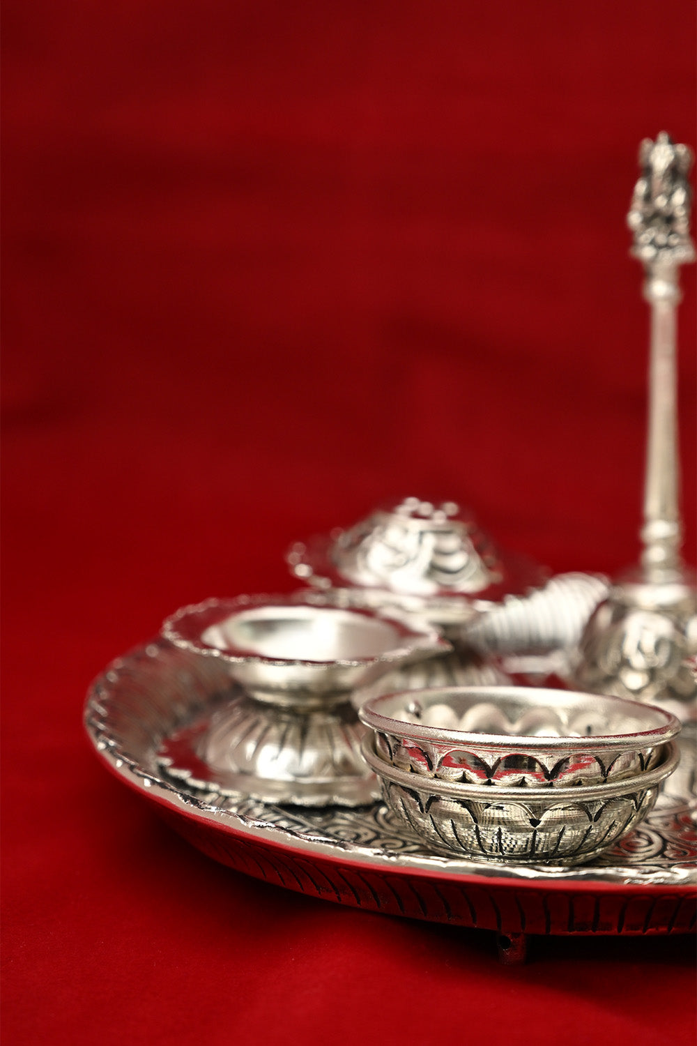 German Silver Pooja Thali Set