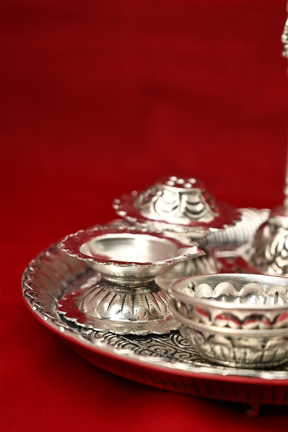 German Silver Pooja Thali Set