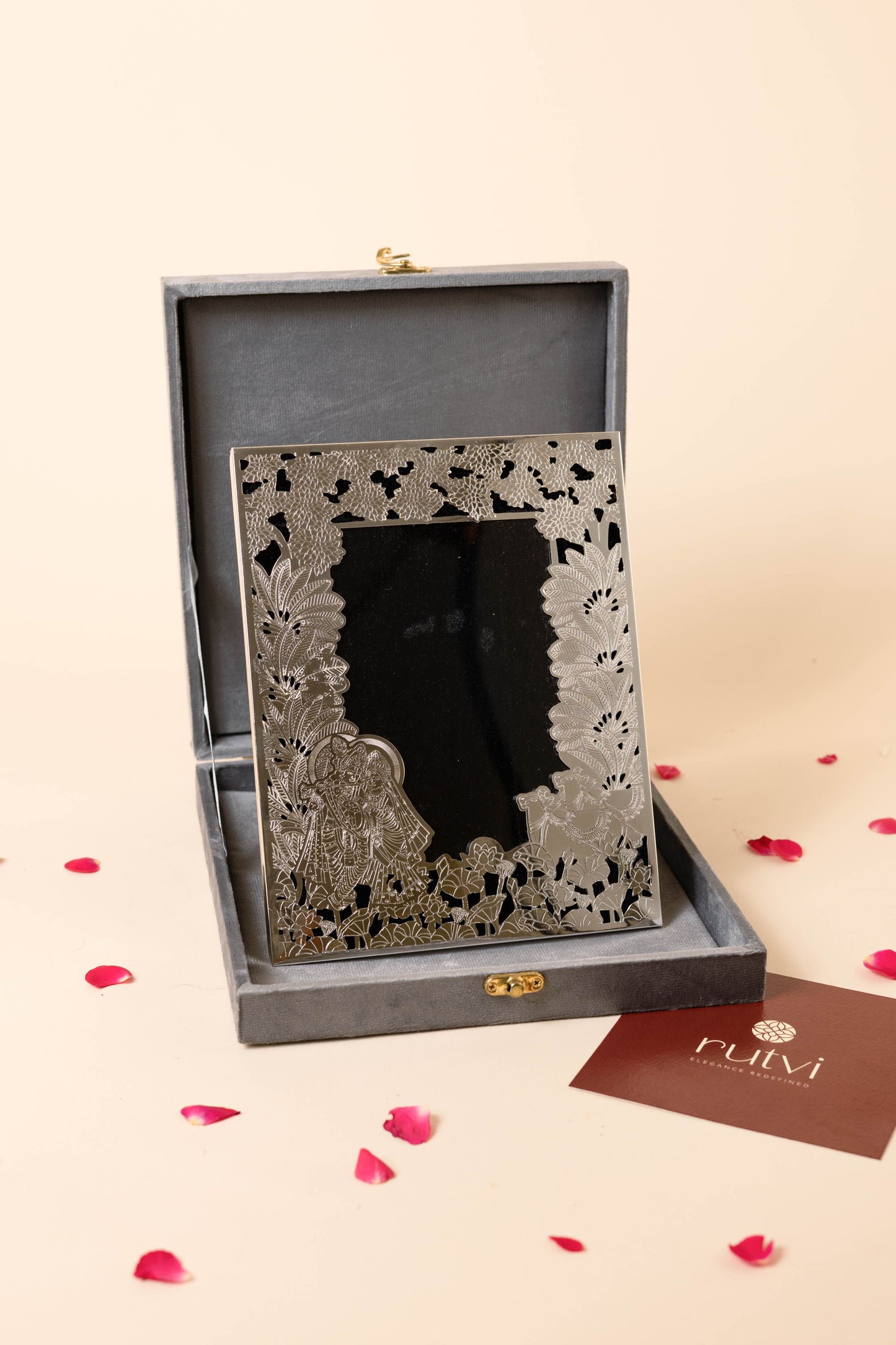 Silver Plated Radha Krishna Photo Frame