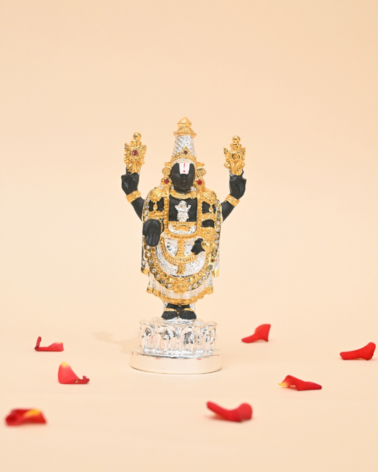 Tirupati Balaji Murti – 24K Gold & Silver Coated | Ideal for Pooja Room, Car Dashboard & Gifting