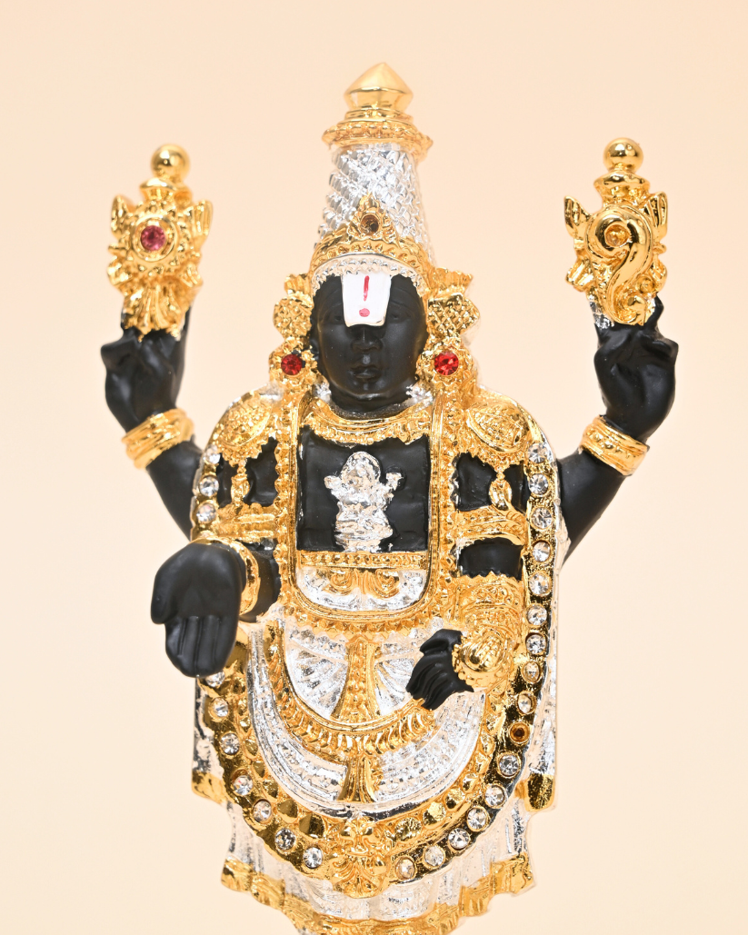 Tirupati Balaji Murti – 24K Gold & Silver Coated | Ideal for Pooja Room, Car Dashboard & Gifting