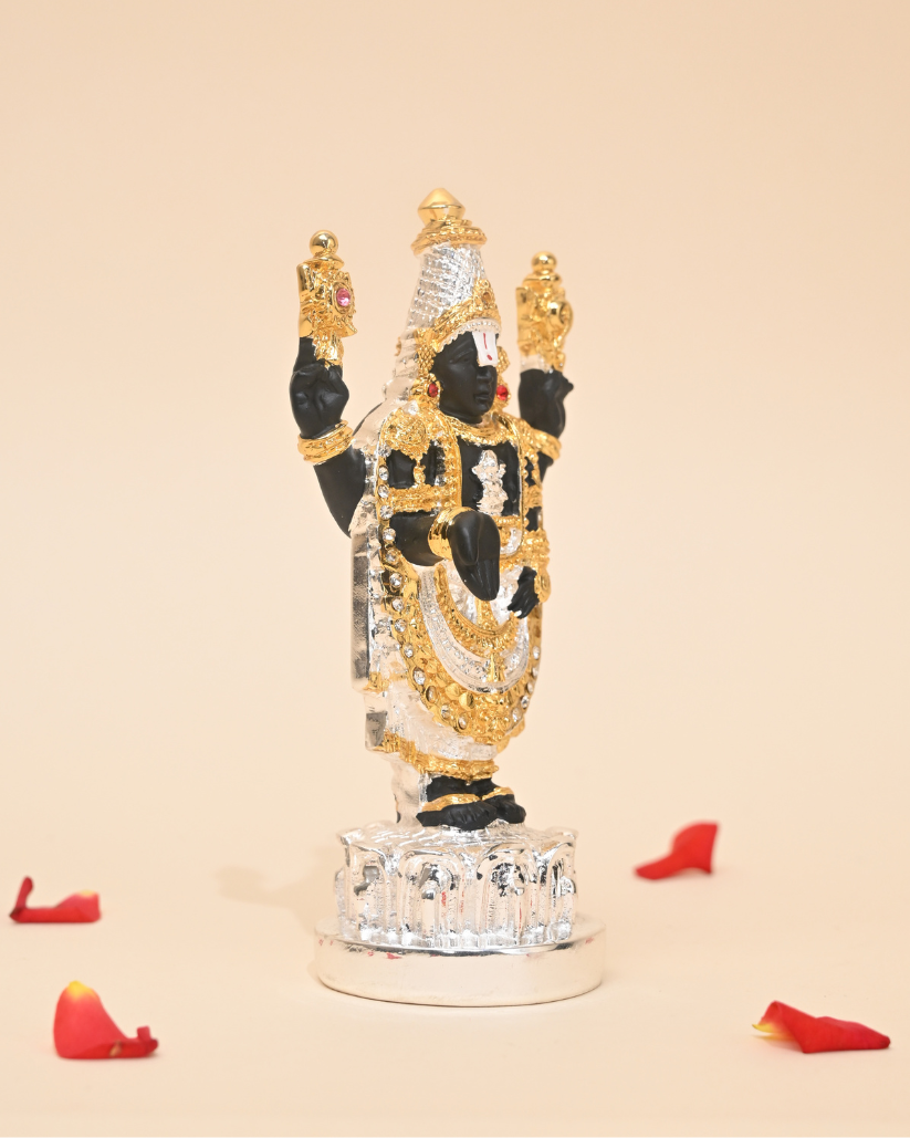 Tirupati Balaji Murti – 24K Gold & Silver Coated | Ideal for Pooja Room, Car Dashboard & Gifting