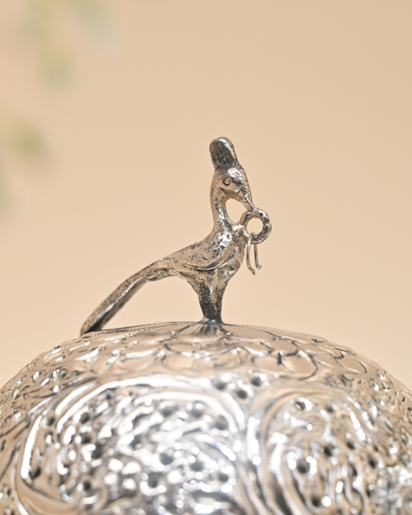 Exquisite German Silver Peacock Storage Box – Perfect for Gifting & Decoration