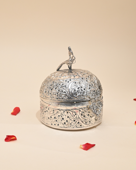 Exquisite German Silver Peacock Storage Box – Perfect for Gifting & Decoration